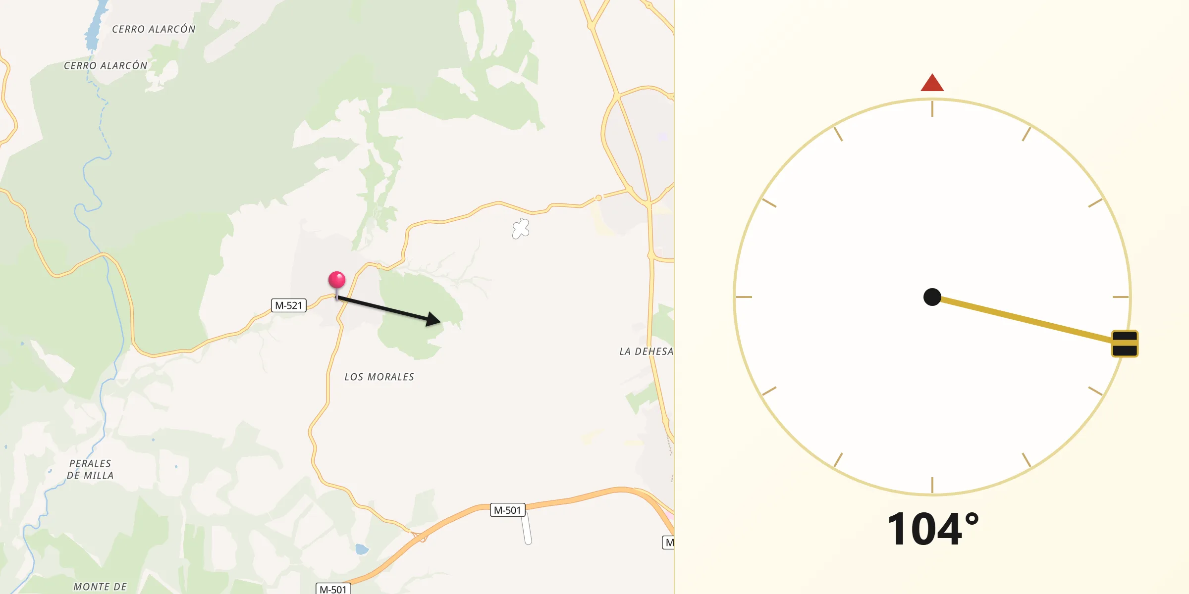 Dirección de la Qibla desde Quijorna