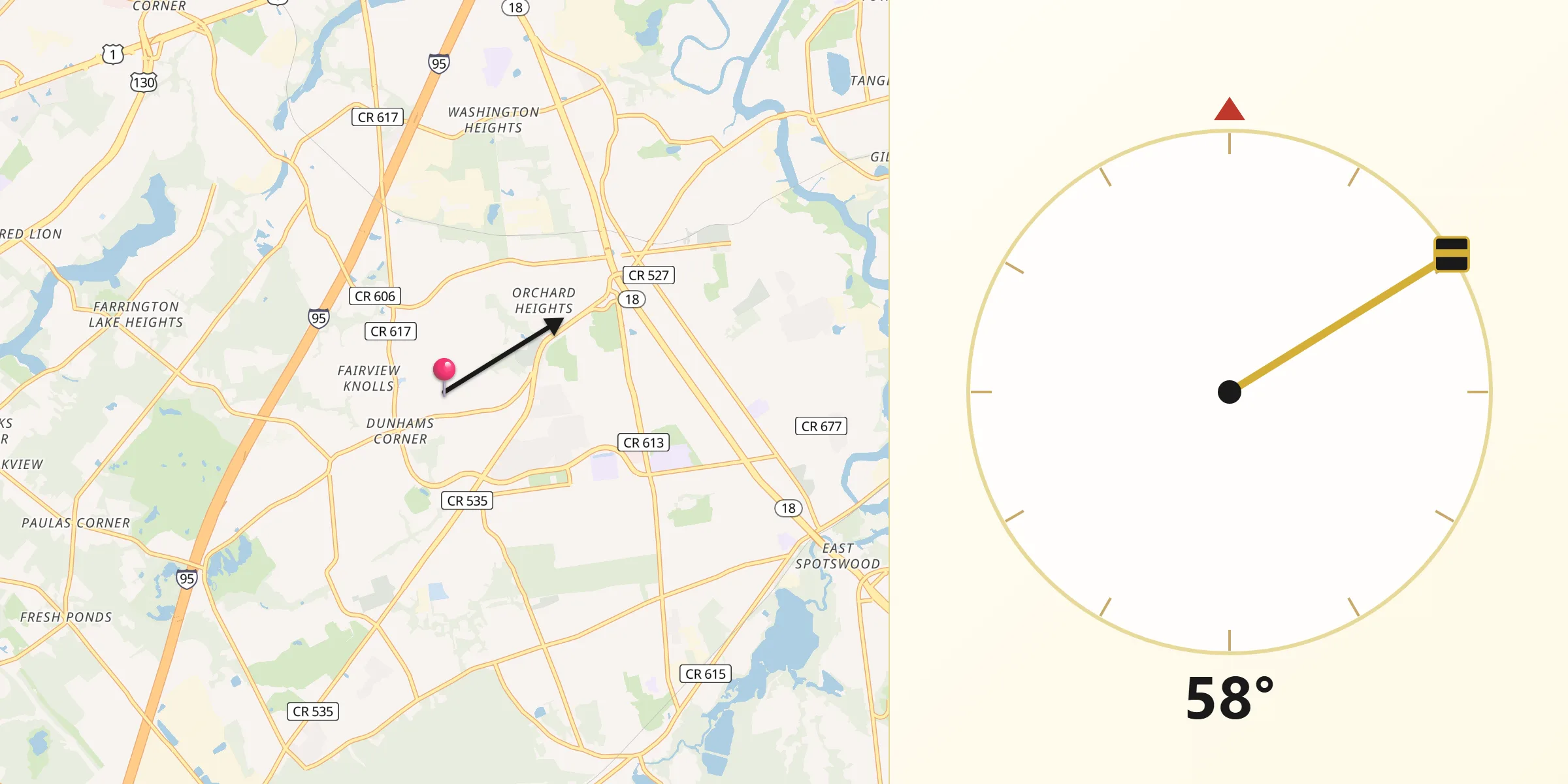 Qibla Direction from East Brunswick