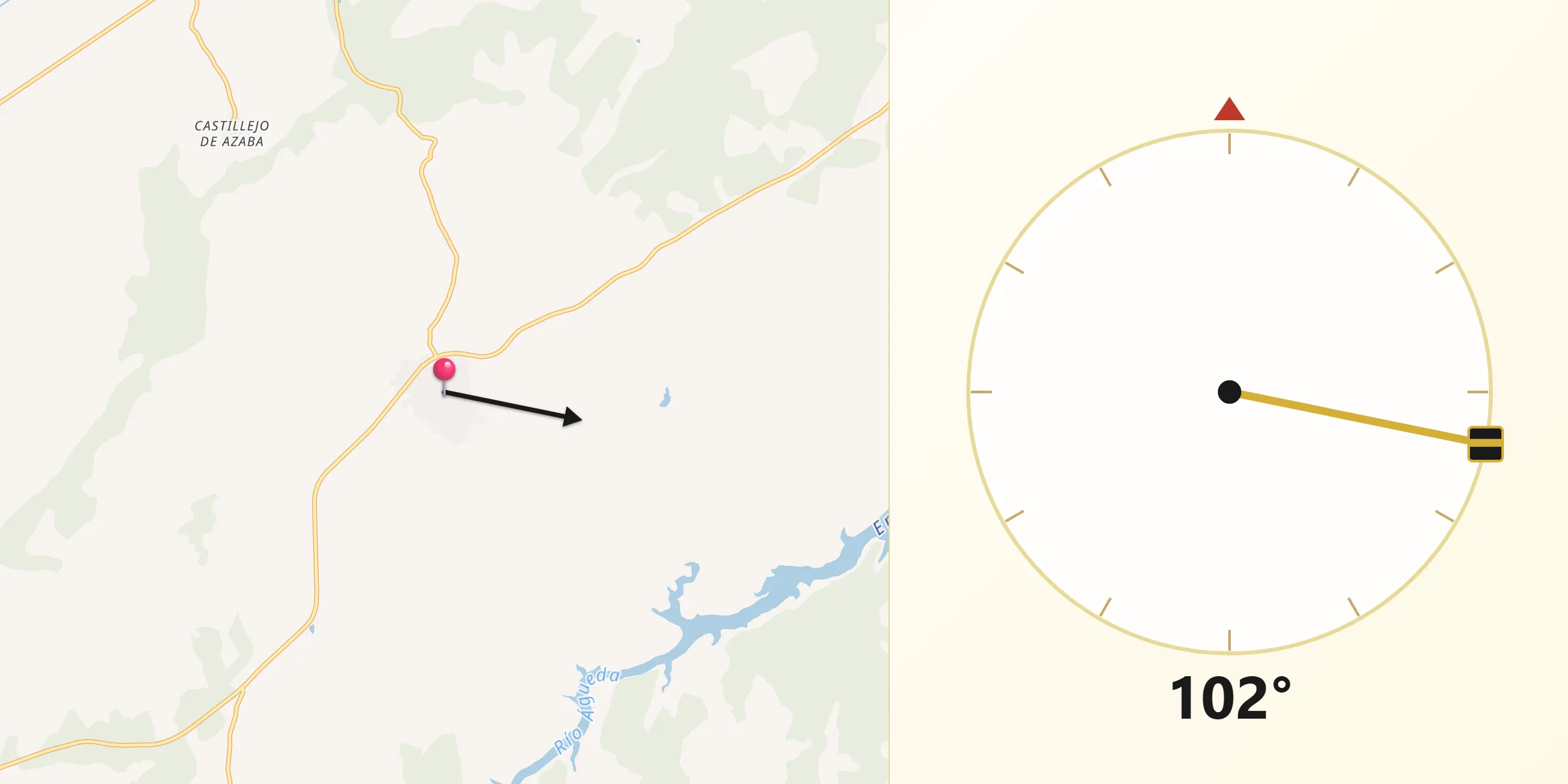 Dirección de la Qibla desde Fuenteguinaldo