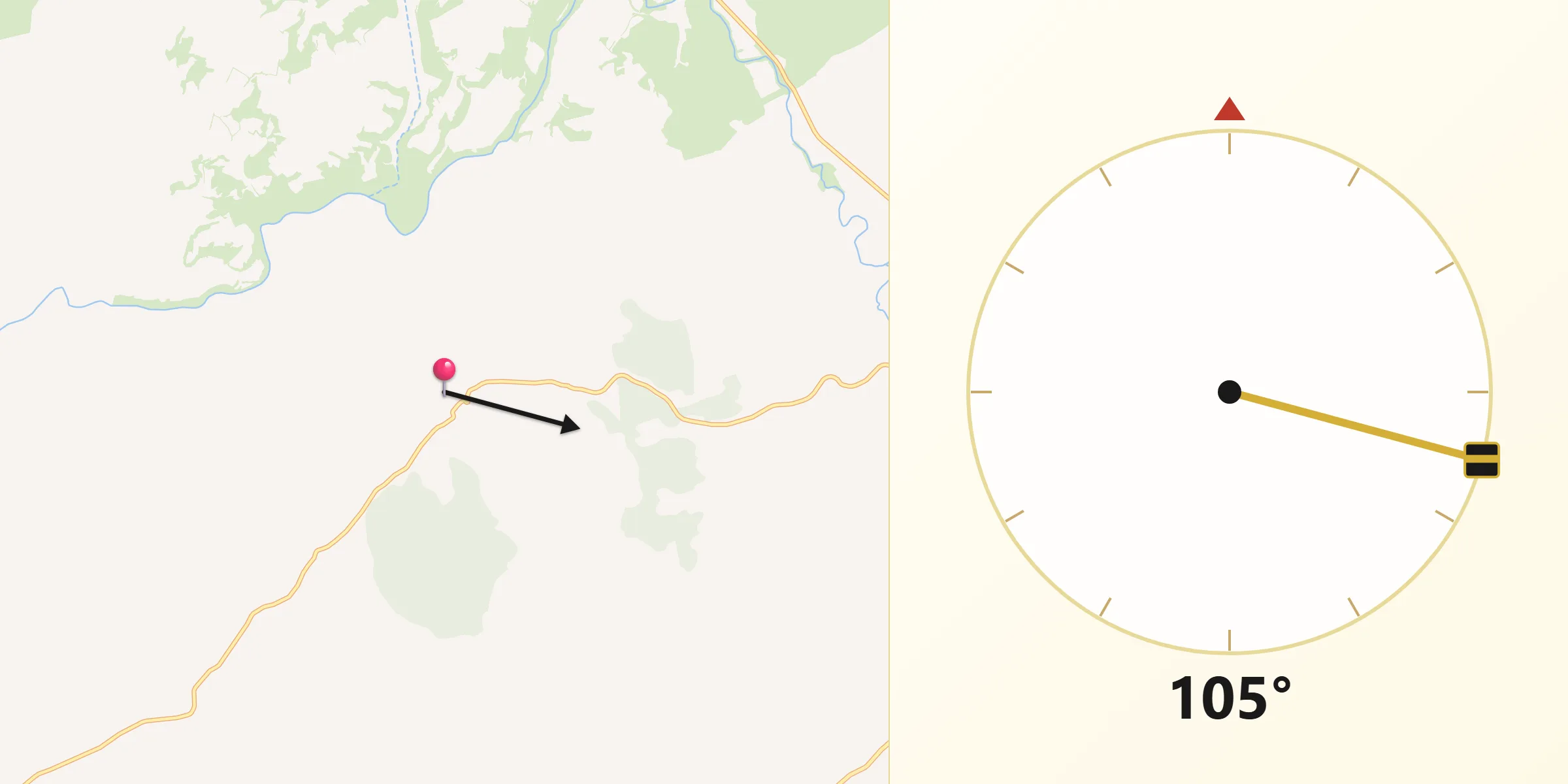 Dirección de la Qibla desde San Pedro Palmiches