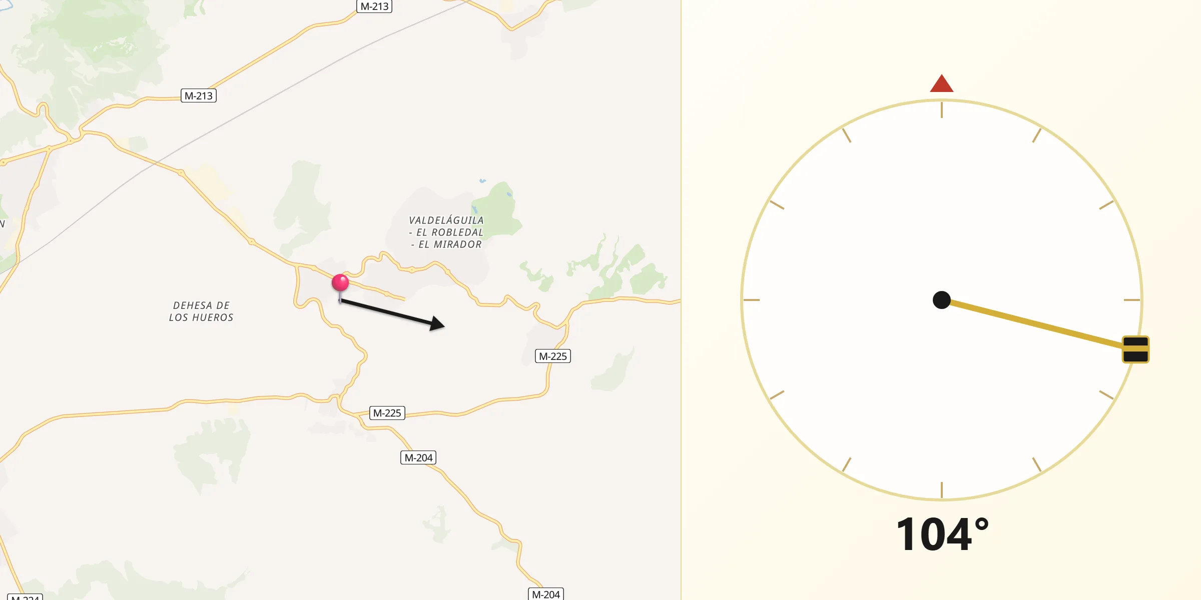 Dirección de la Qibla desde Villalbilla