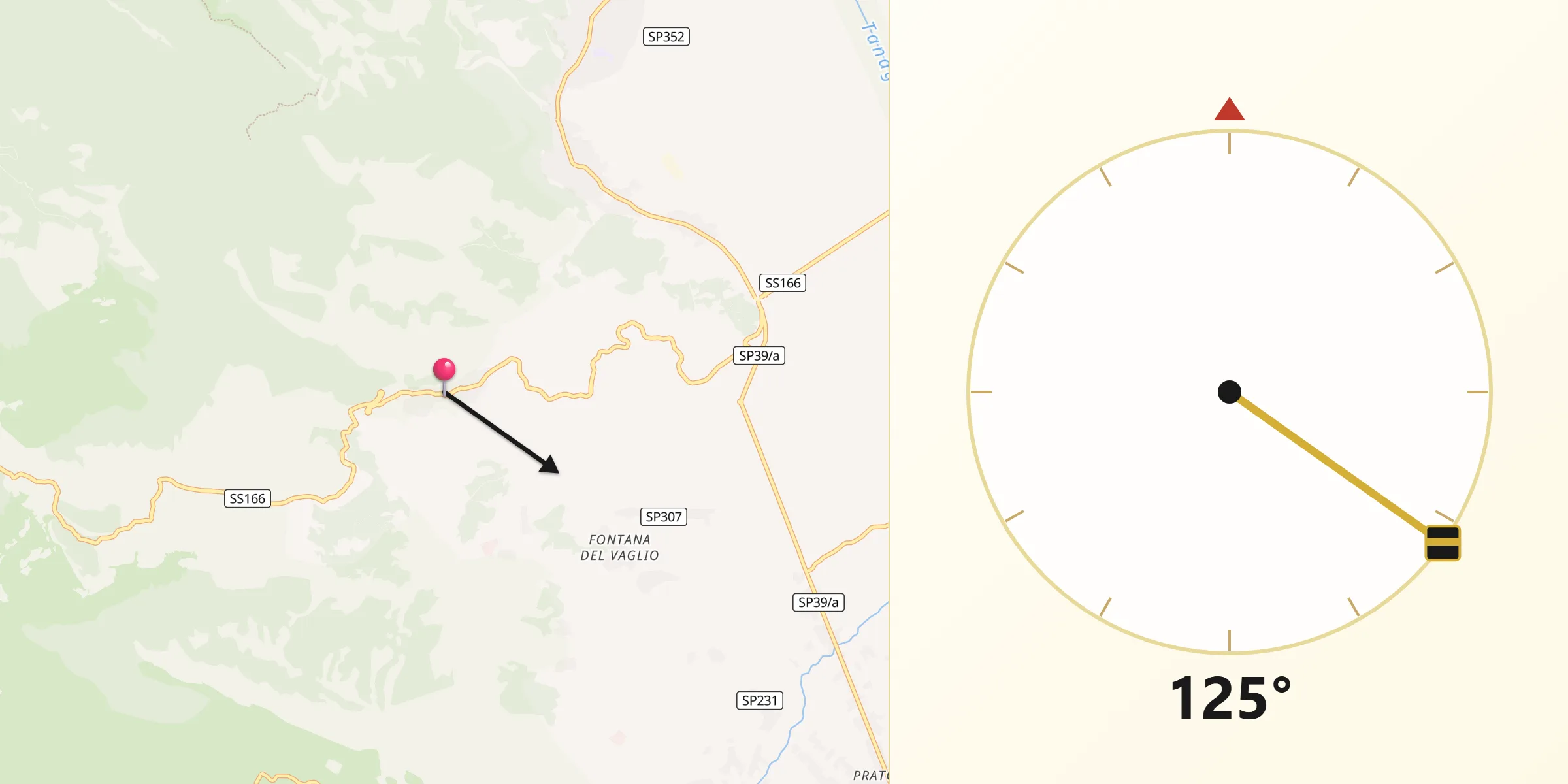 Direzione della Qibla da San Rufo