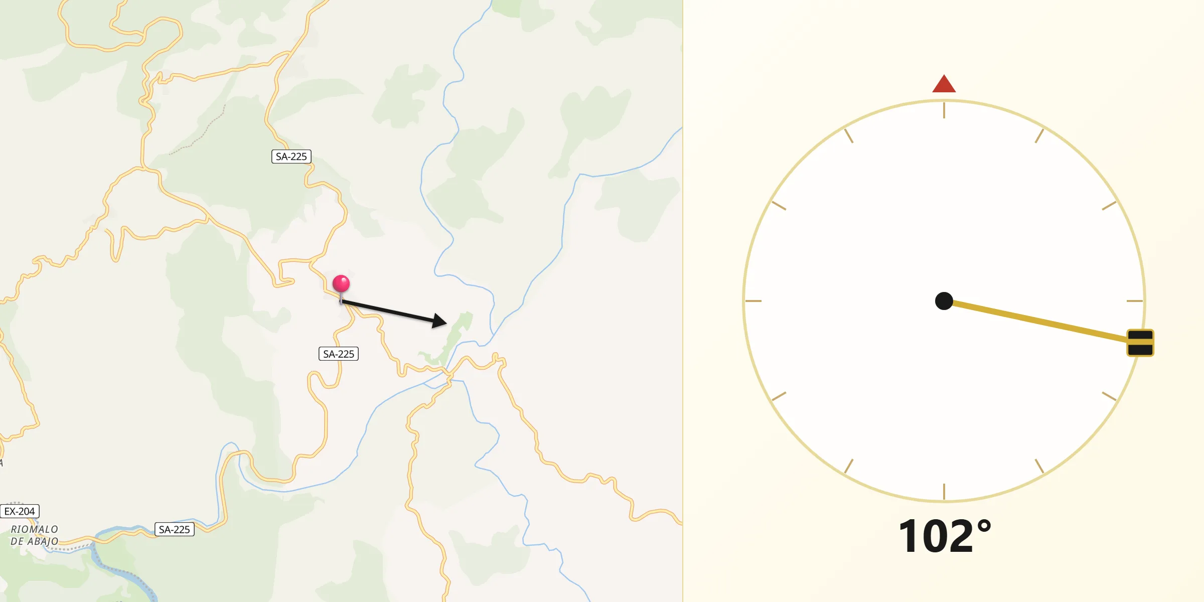 Dirección de la Qibla desde Sotoserrano
