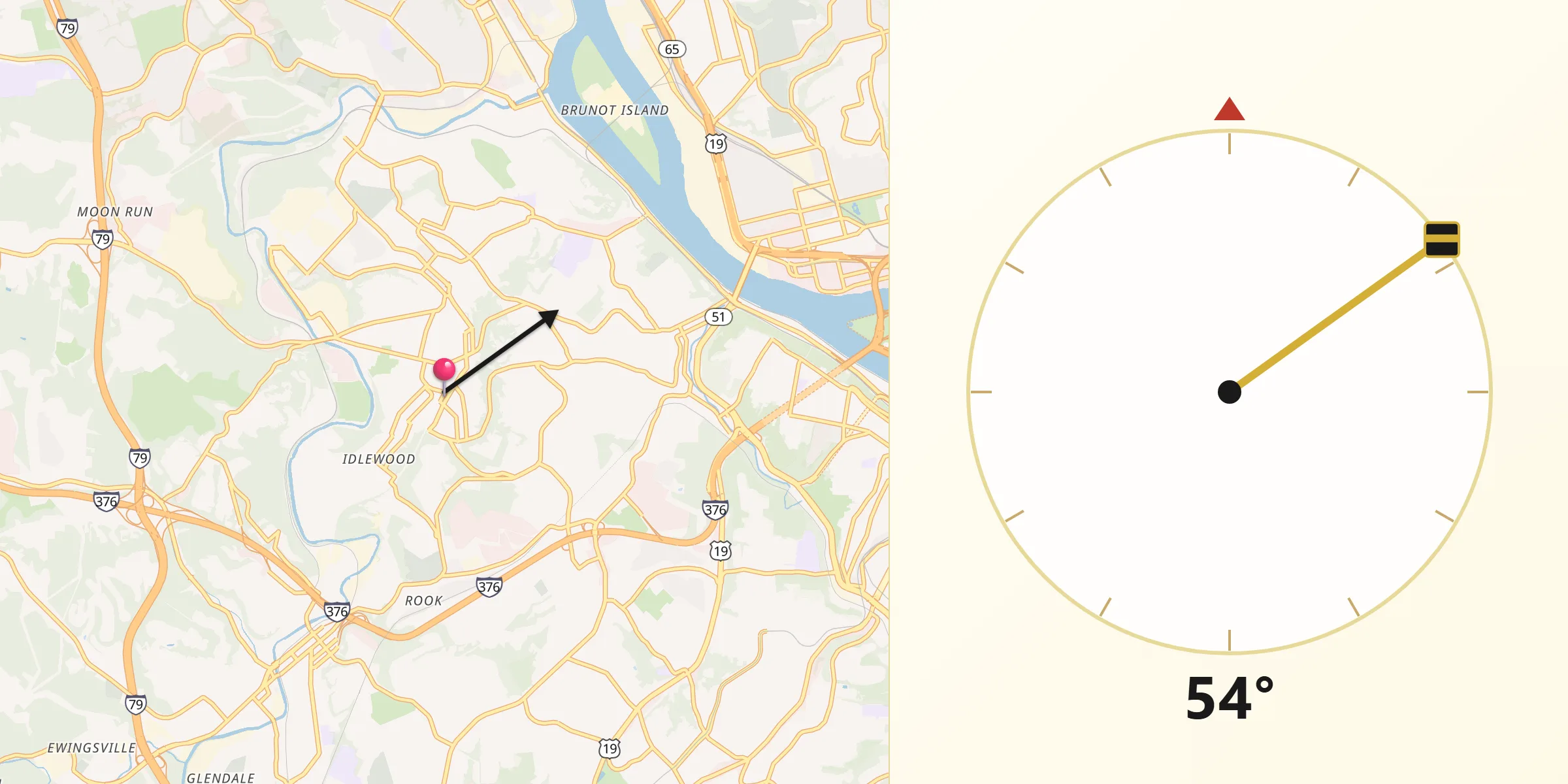 Qibla Direction from Crafton