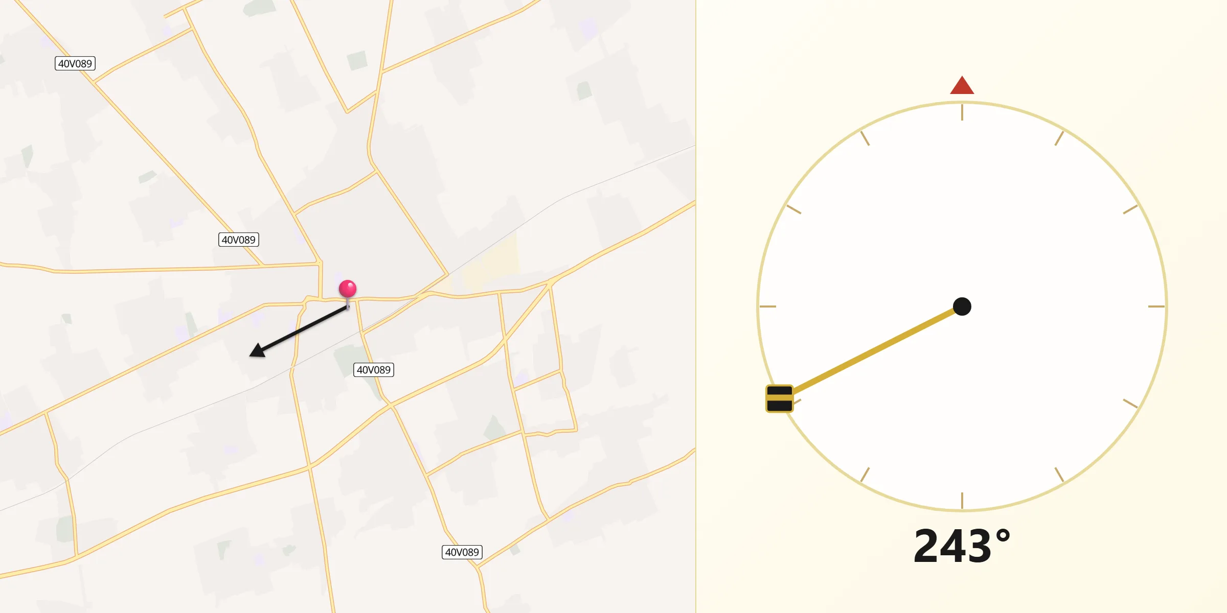 Direction vers la Qibla depuis Beshariq