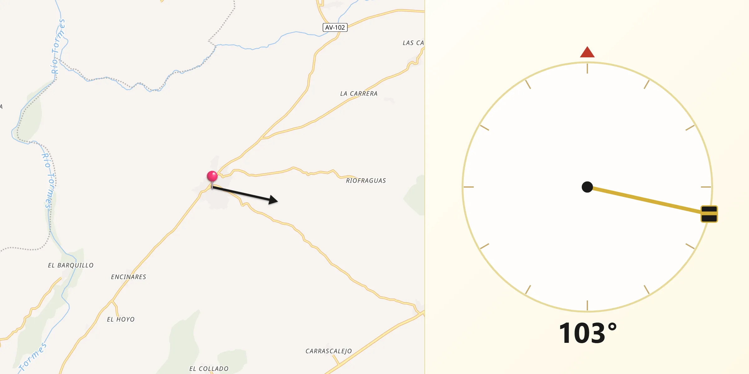 Dirección de la Qibla desde La Horcajada
