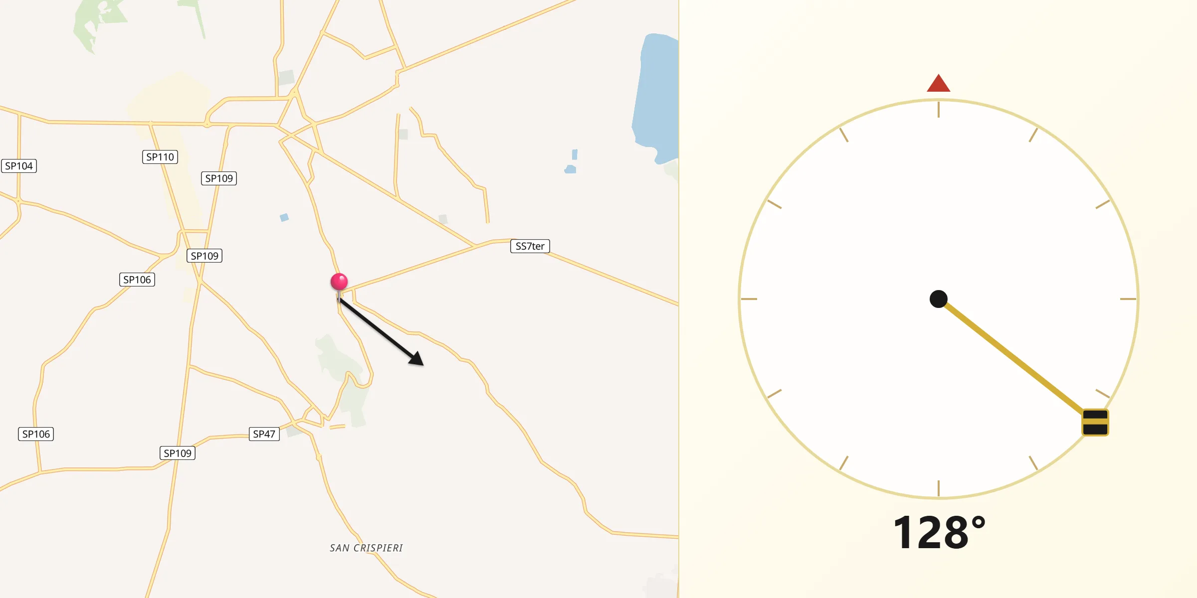 Direzione della Qibla da Roccaforzata