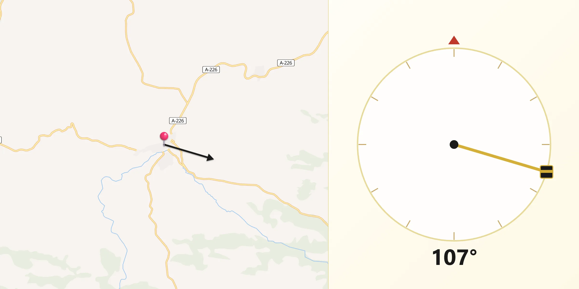 Dirección de la Qibla desde Cedrillas