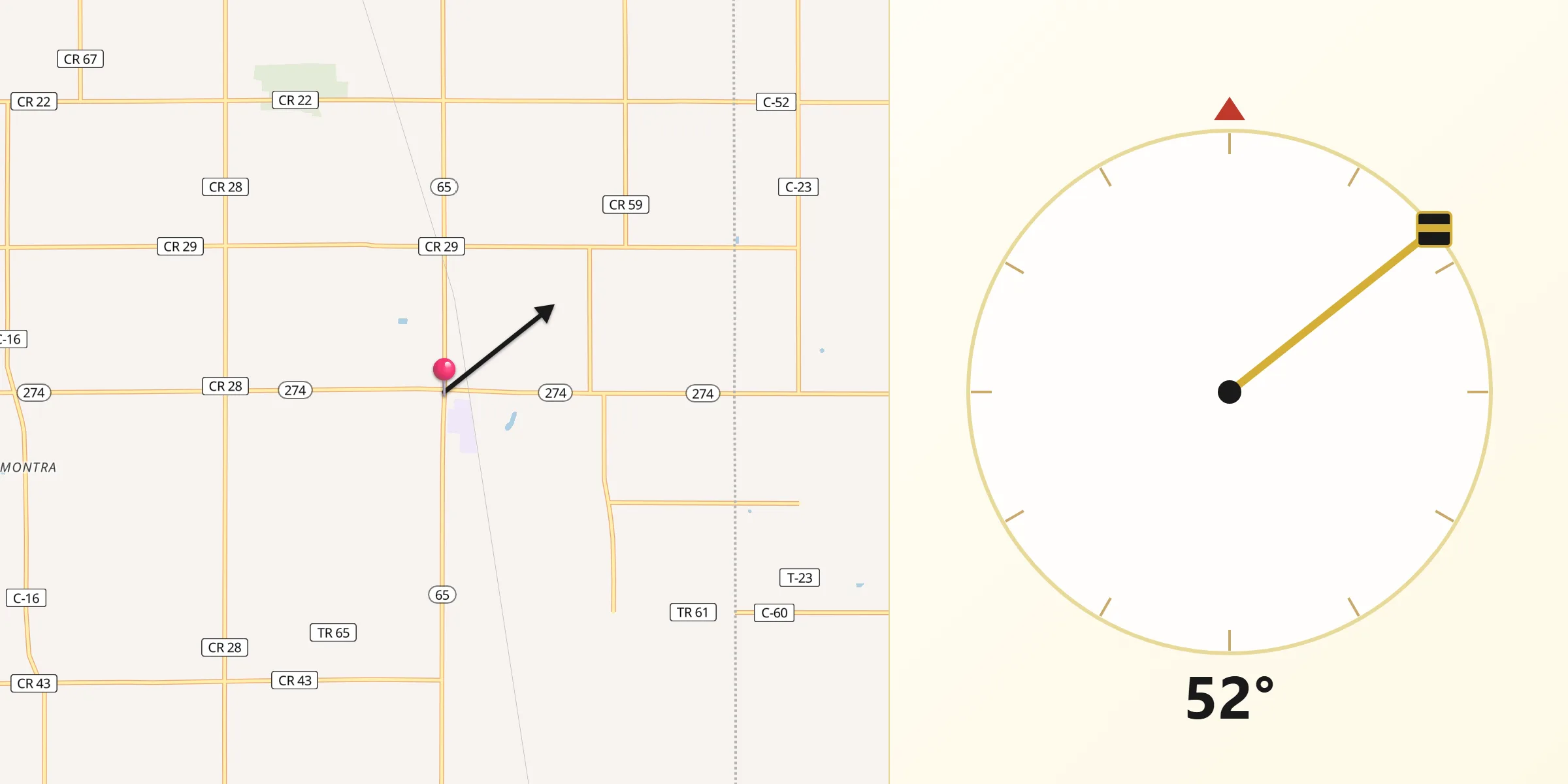 Qibla Direction from Jackson Center