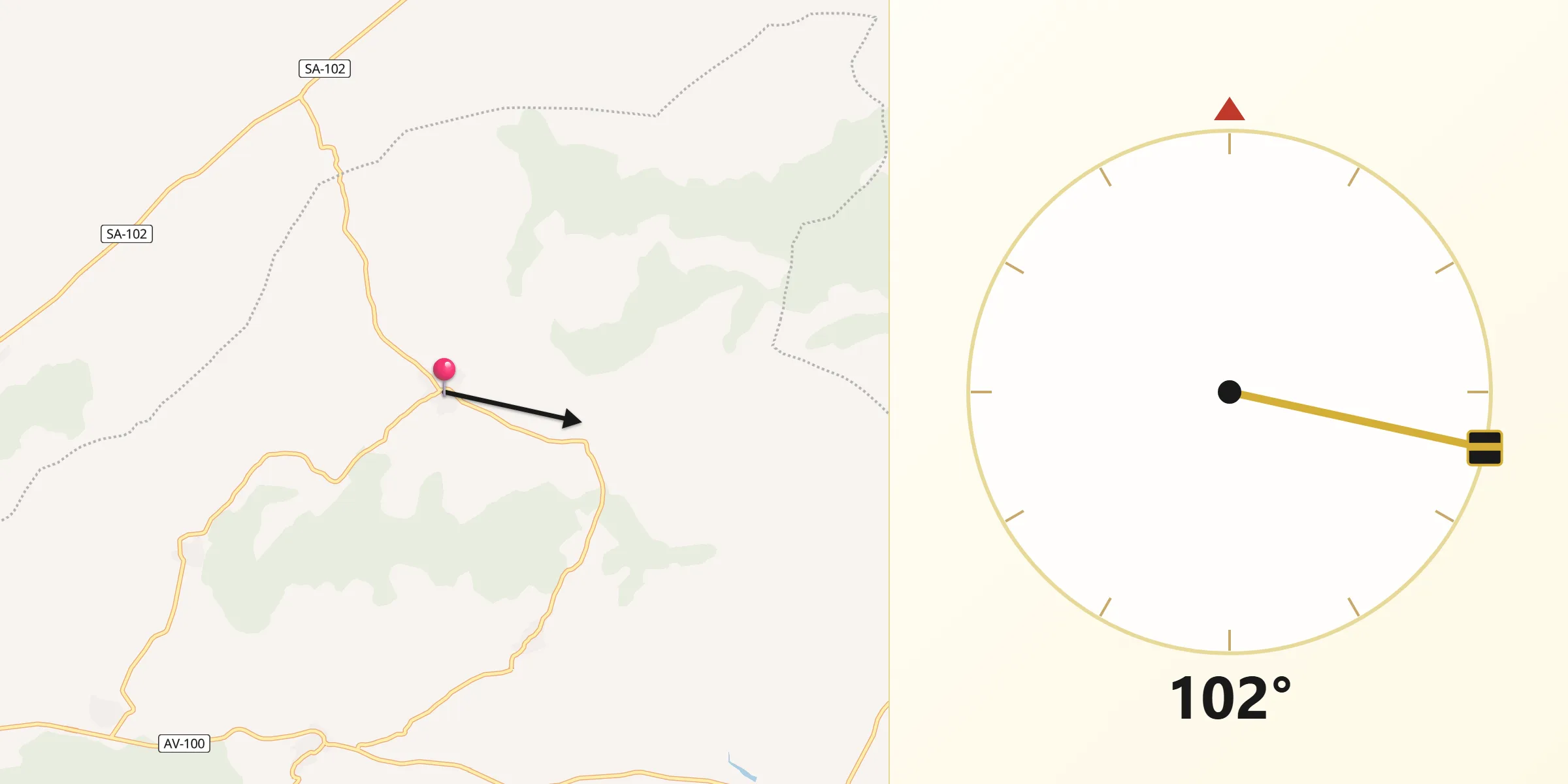 Dirección de la Qibla desde Medinilla