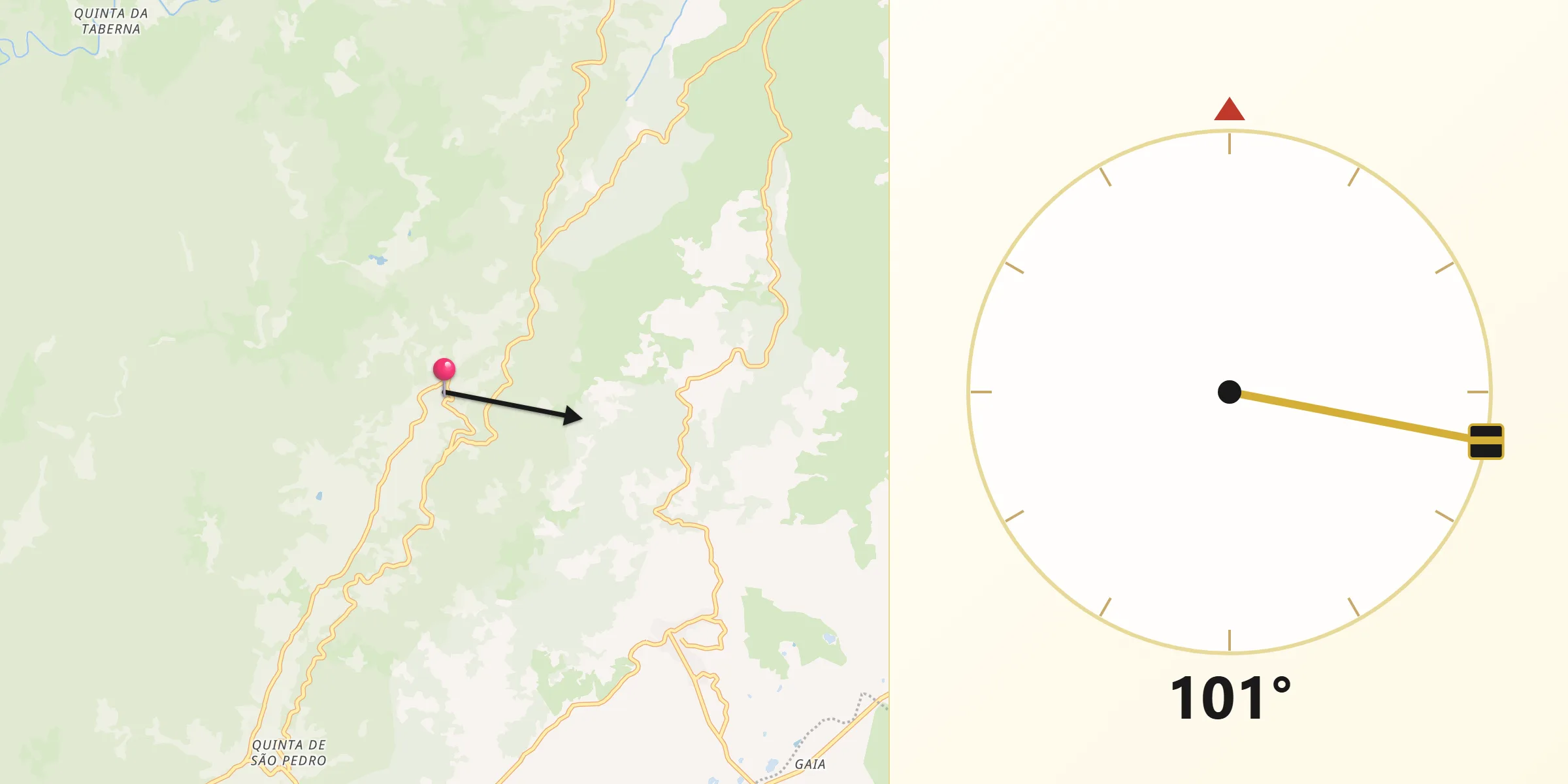 Direção da Qibla a partir de Famalicão