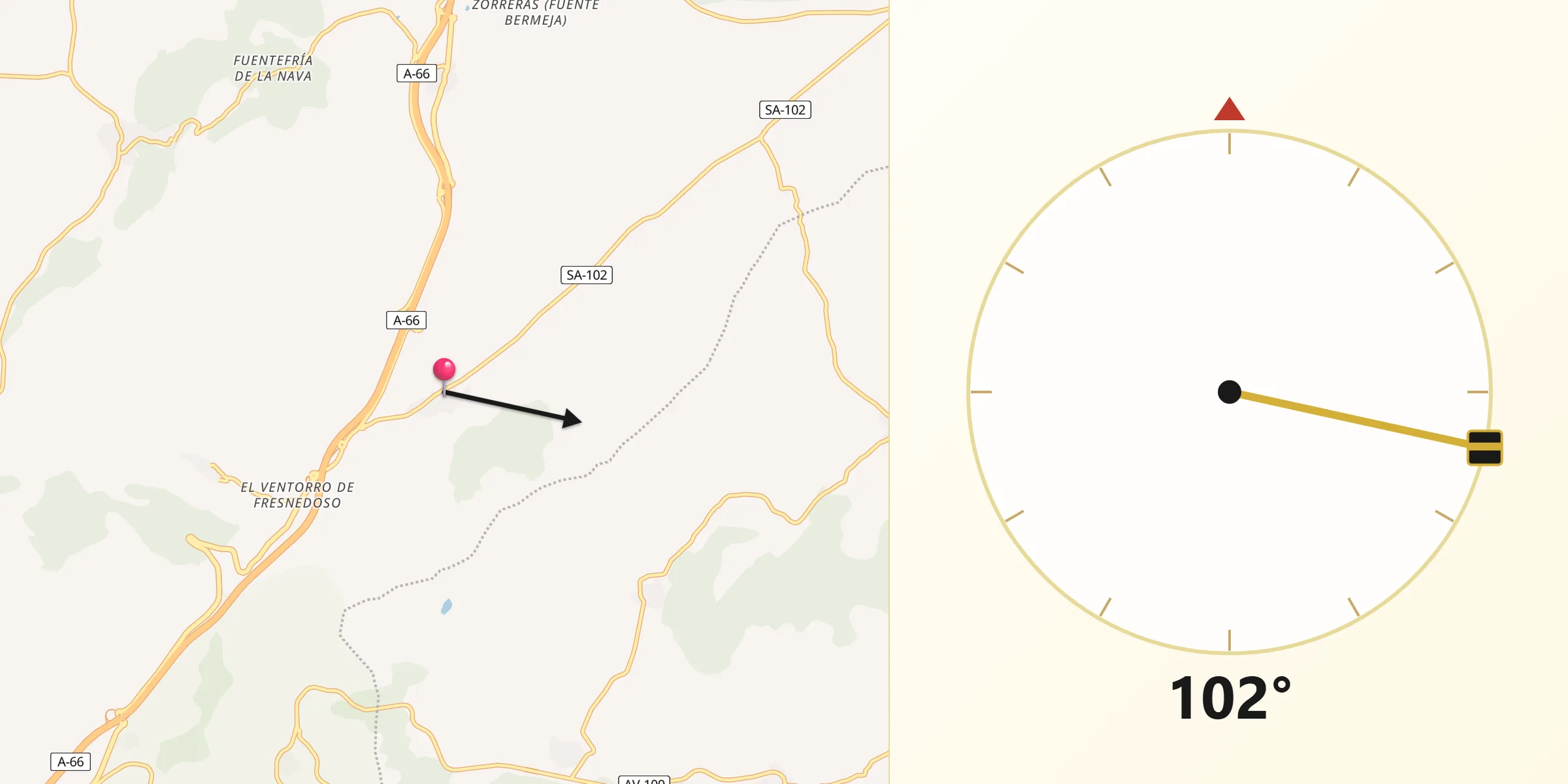Dirección de la Qibla desde Sorihuela