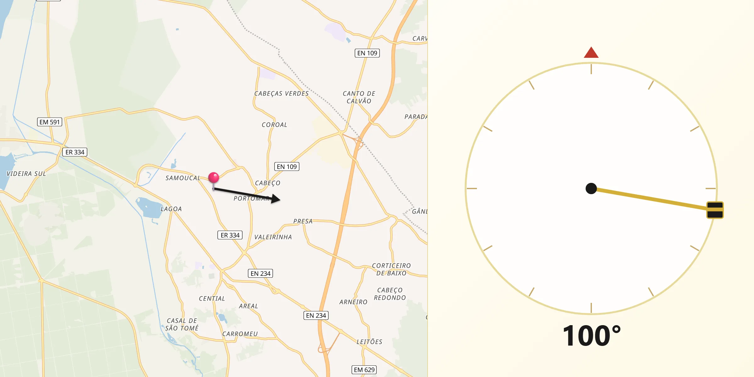 Direção da Qibla a partir de Mira