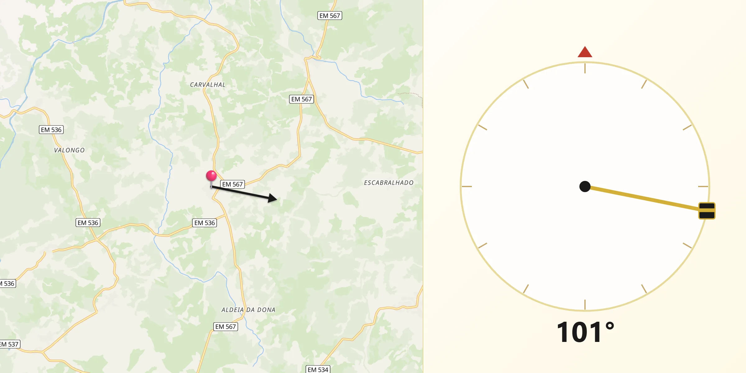 Direção da Qibla a partir de Bismula