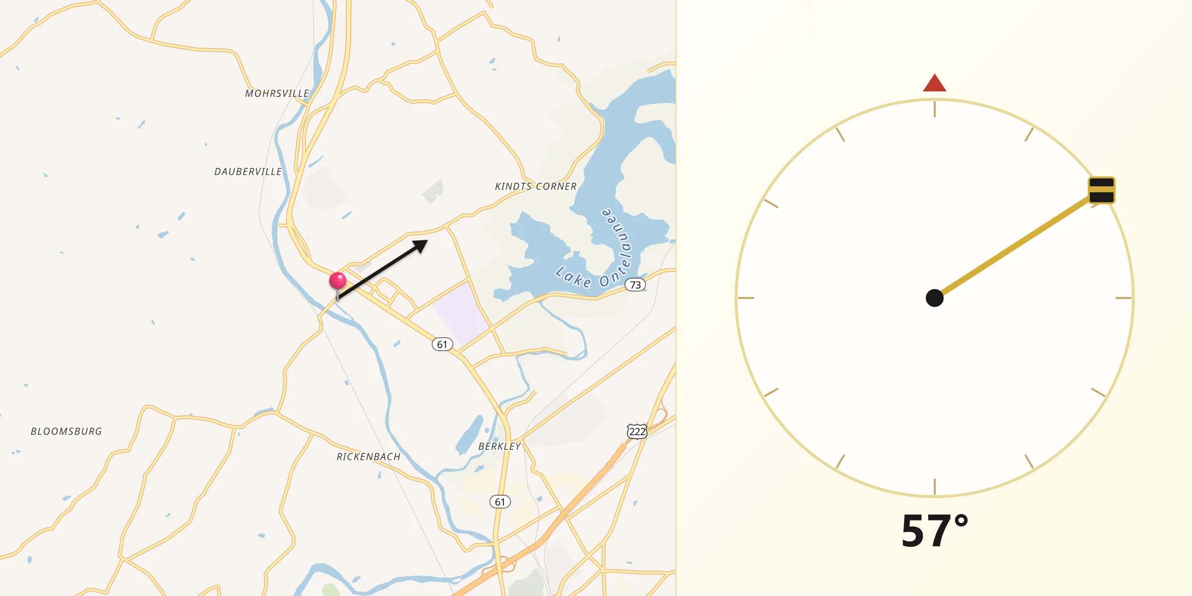 Qibla Direction from Leesport