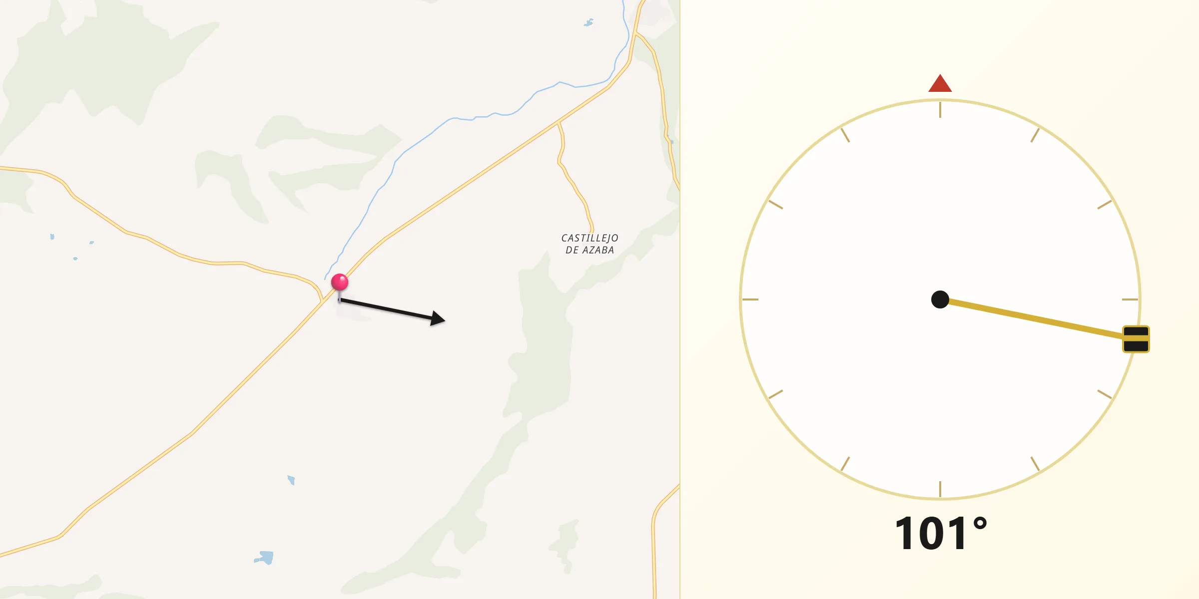 Dirección de la Qibla desde Puebla de Azaba