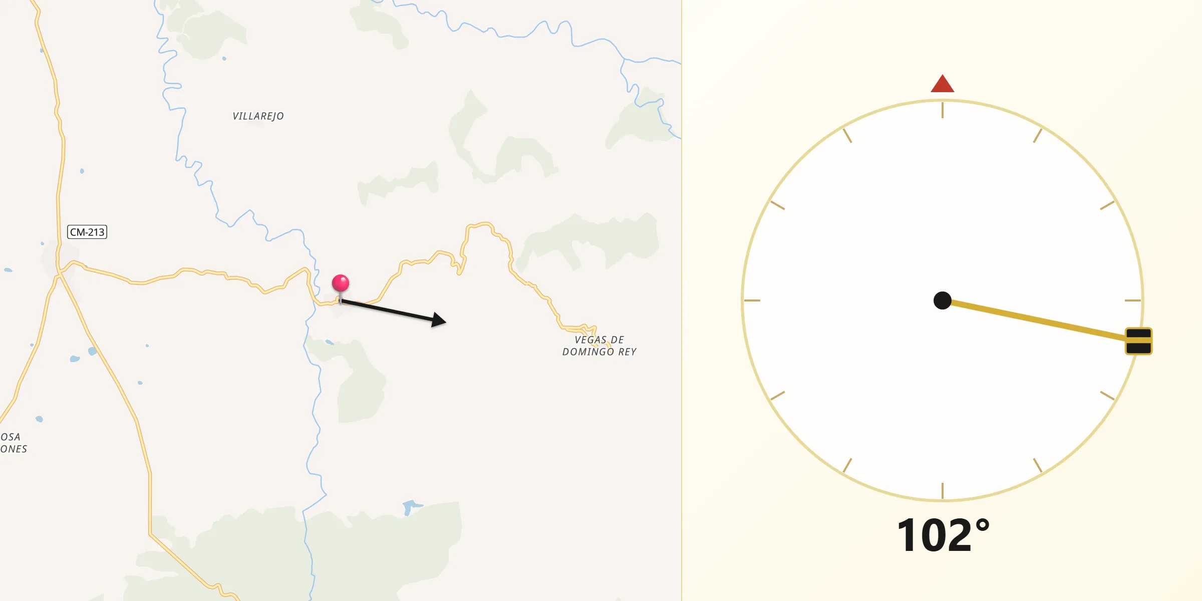 Dirección de la Qibla desde Agallas