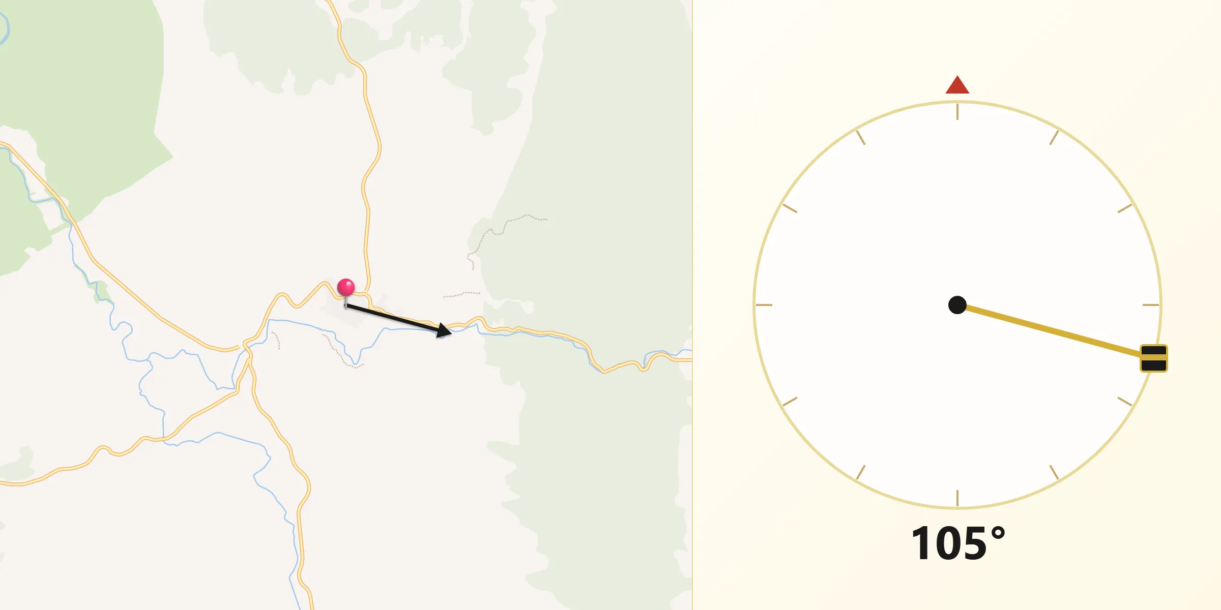 Dirección de la Qibla desde Priego