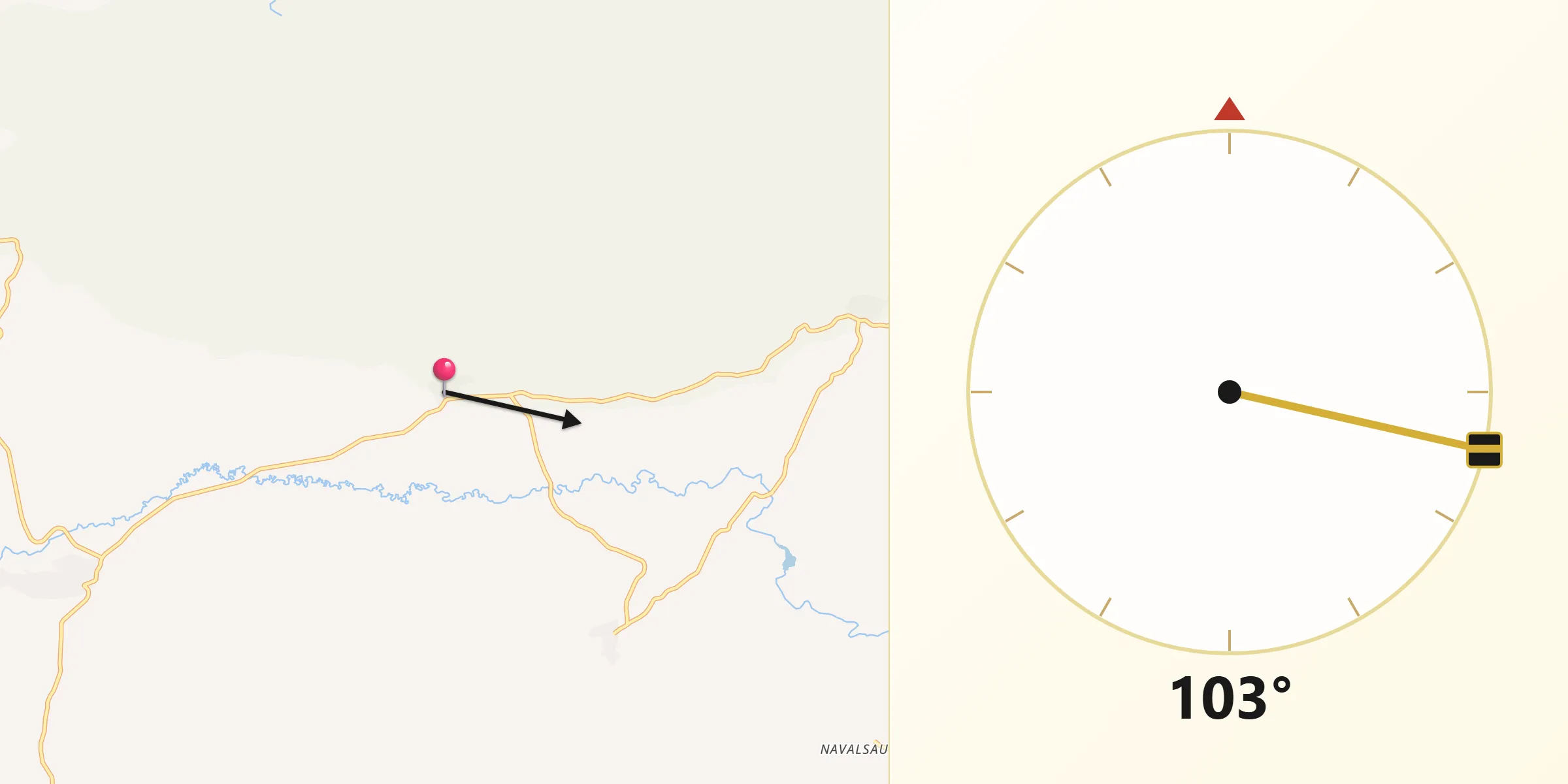 Dirección de la Qibla desde Garganta del Villar