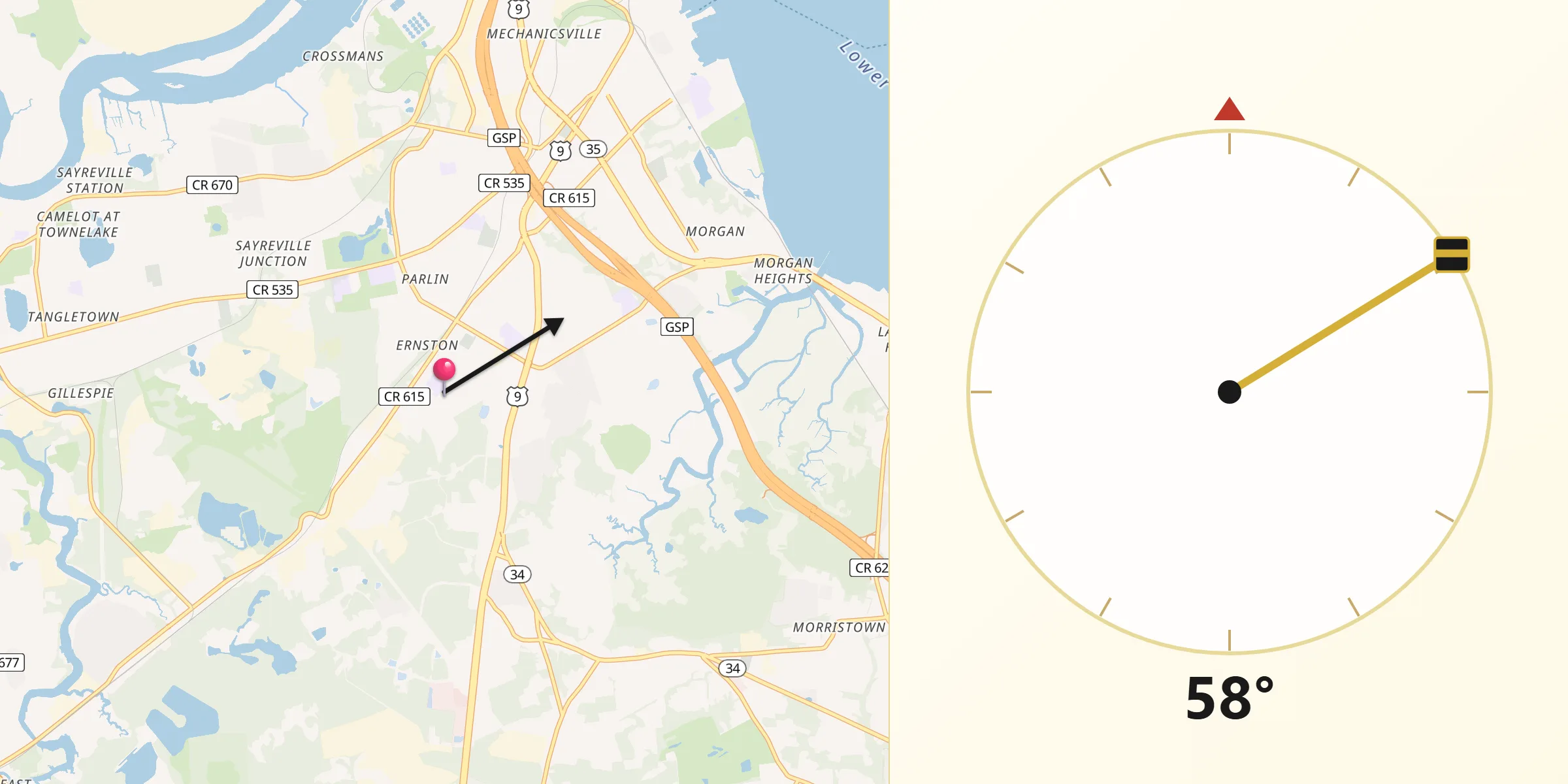 Qibla Direction from Madison Park