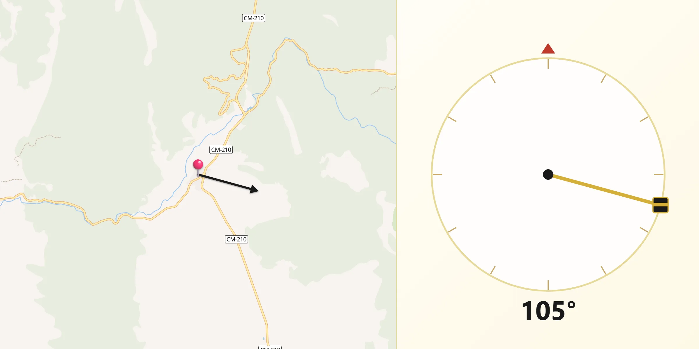 Dirección de la Qibla desde Cañamares