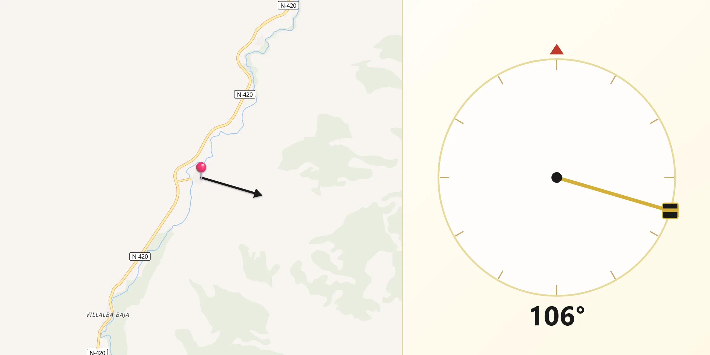 Dirección de la Qibla desde Cuevas Labradas