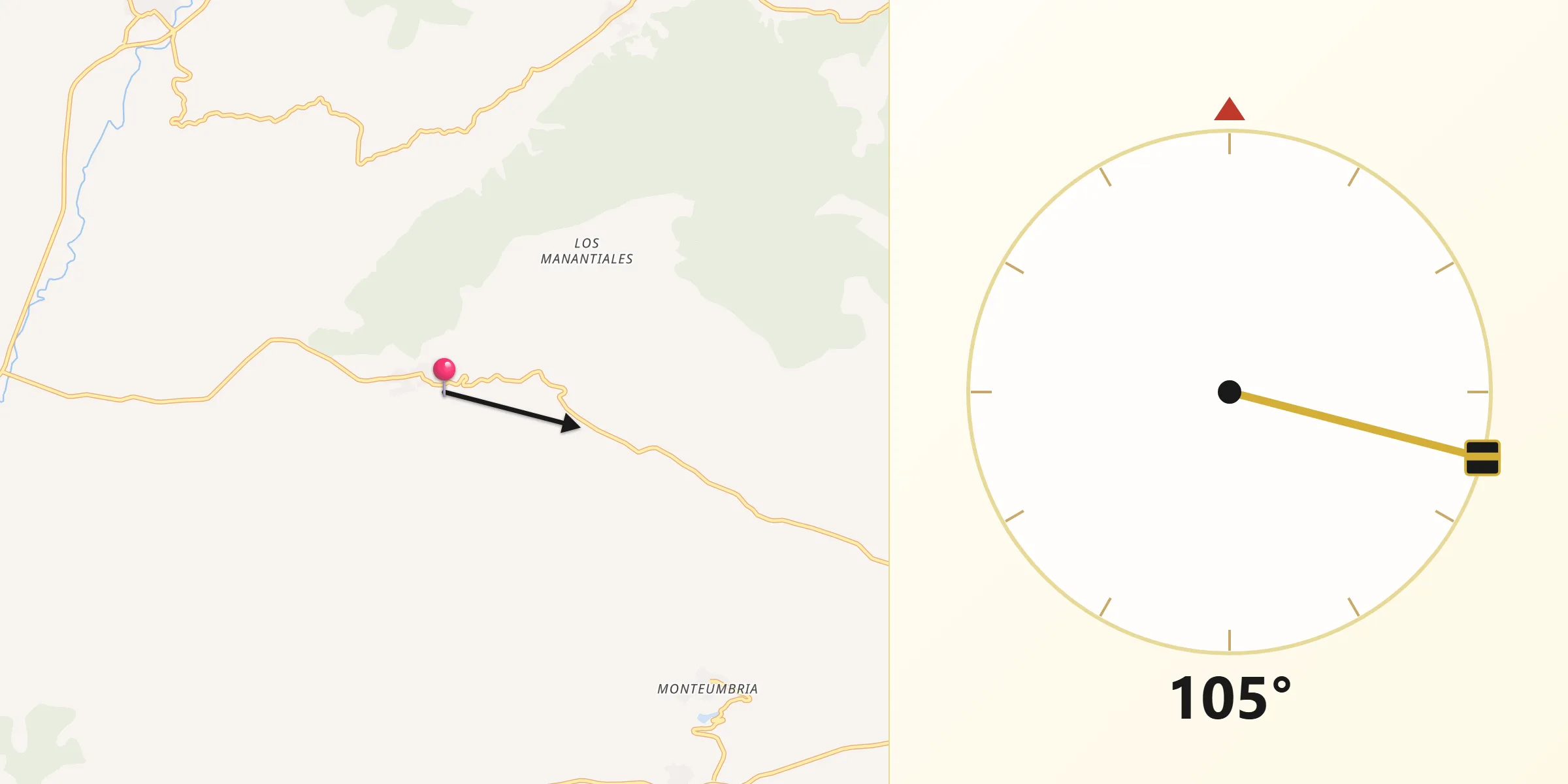 Dirección de la Qibla desde Hontoba