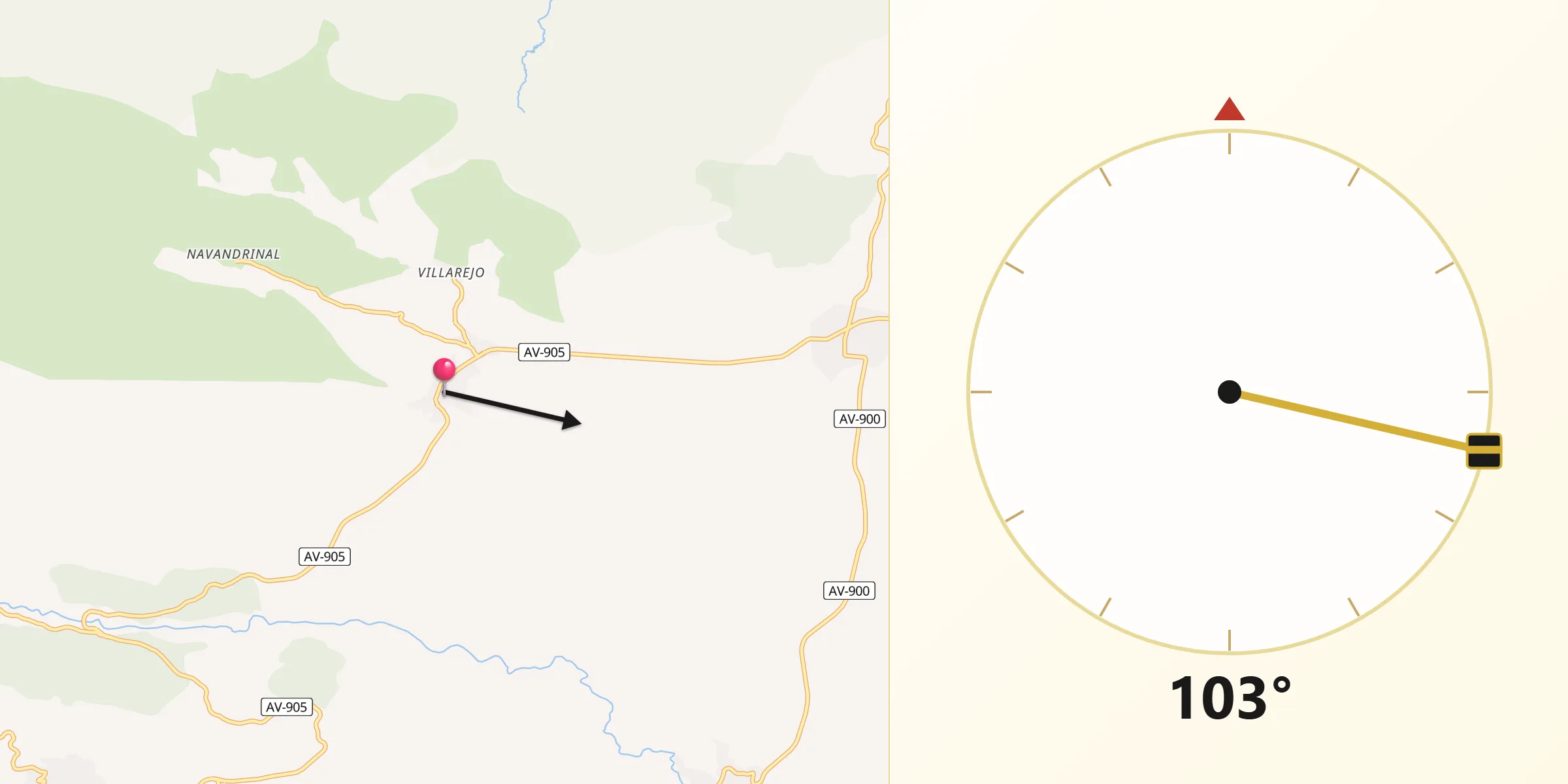 Dirección de la Qibla desde Navarredondilla