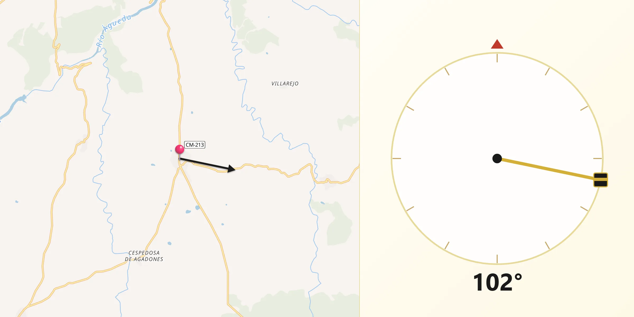 Dirección de la Qibla desde Martiago