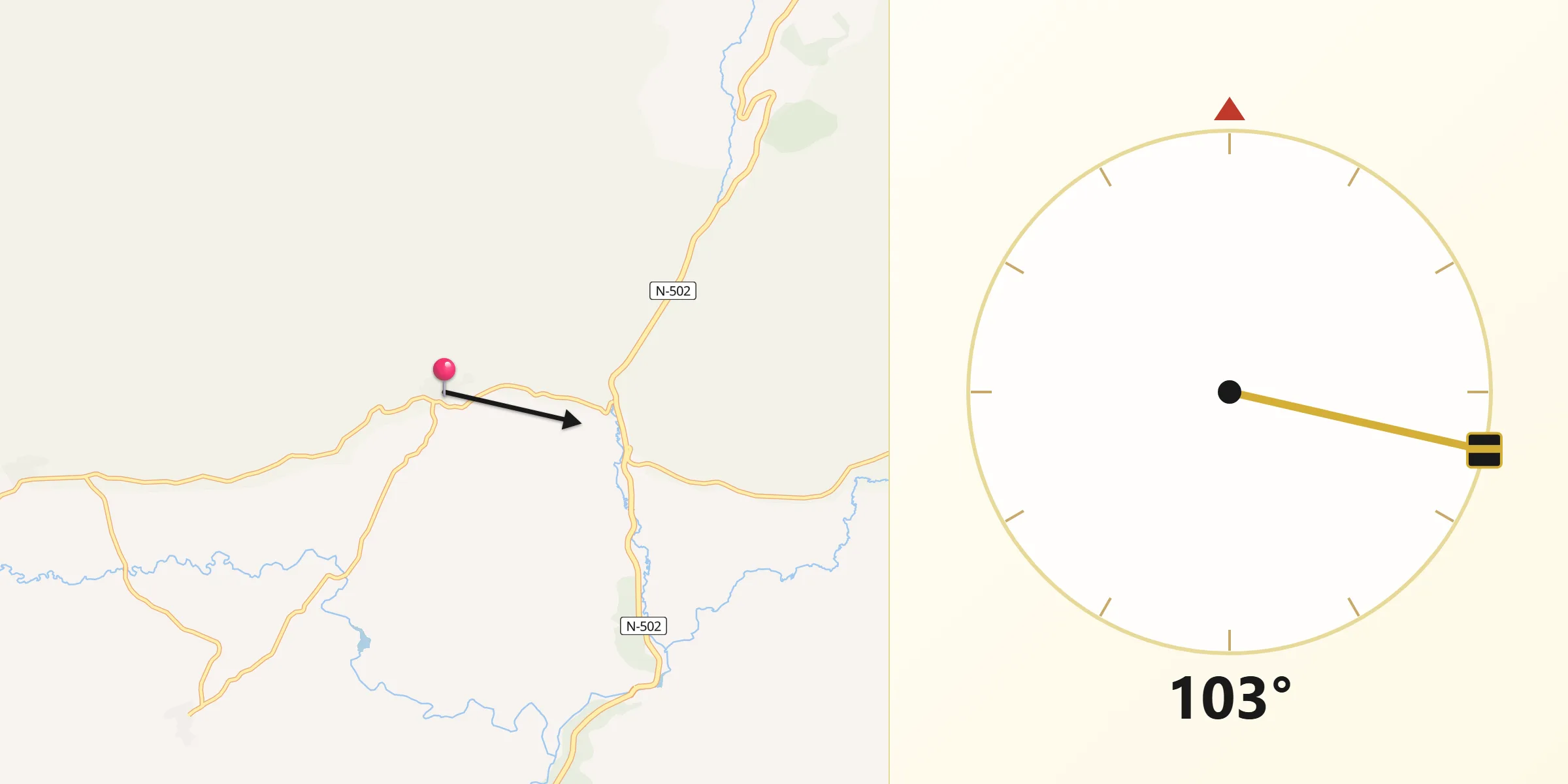 Dirección de la Qibla desde Cepeda la Mora