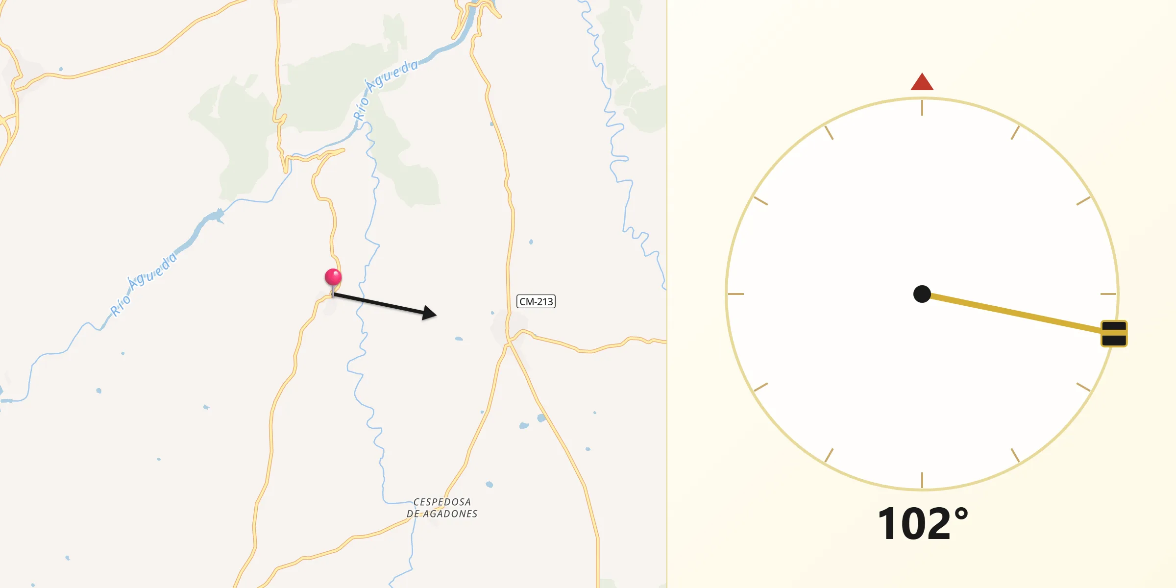 Dirección de la Qibla desde Herguijuela de Ciudad Rodrigo