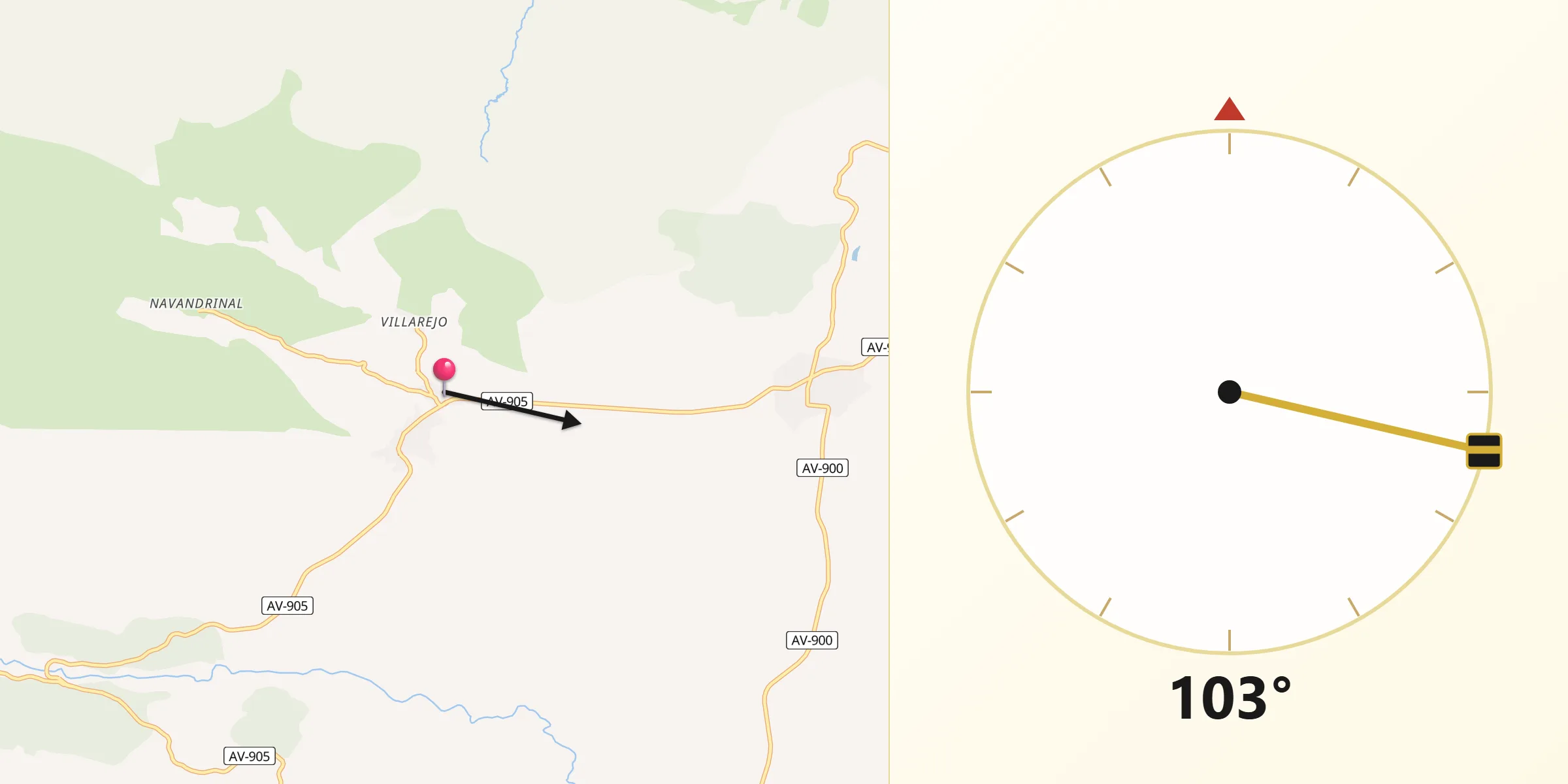 Dirección de la Qibla desde San Juan del Molinillo