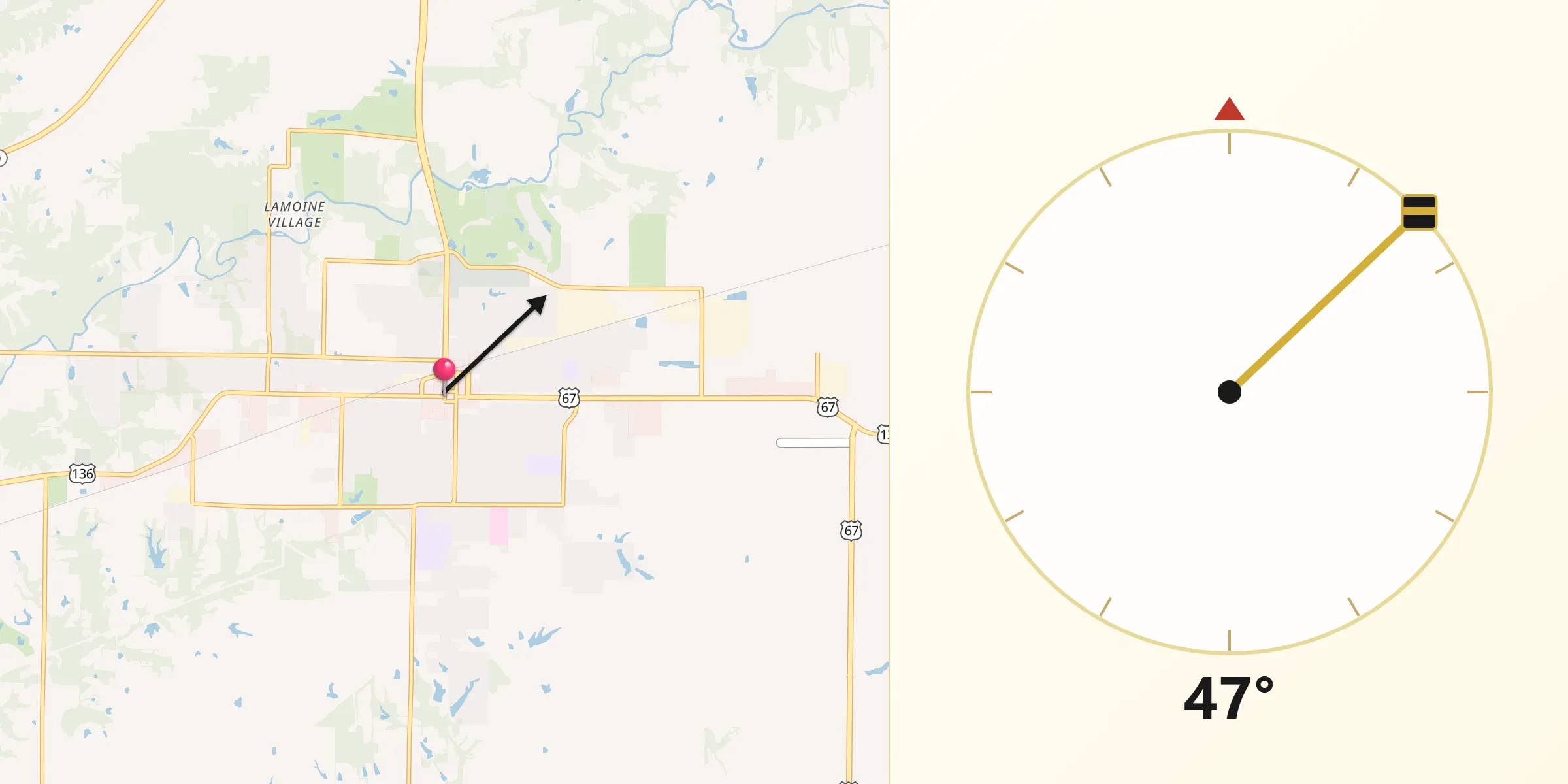 Qibla Direction from Macomb