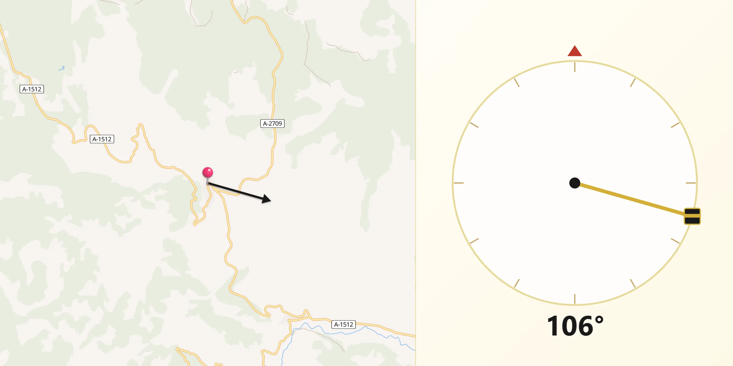 Dirección de la Qibla desde Noguera de Albarracín