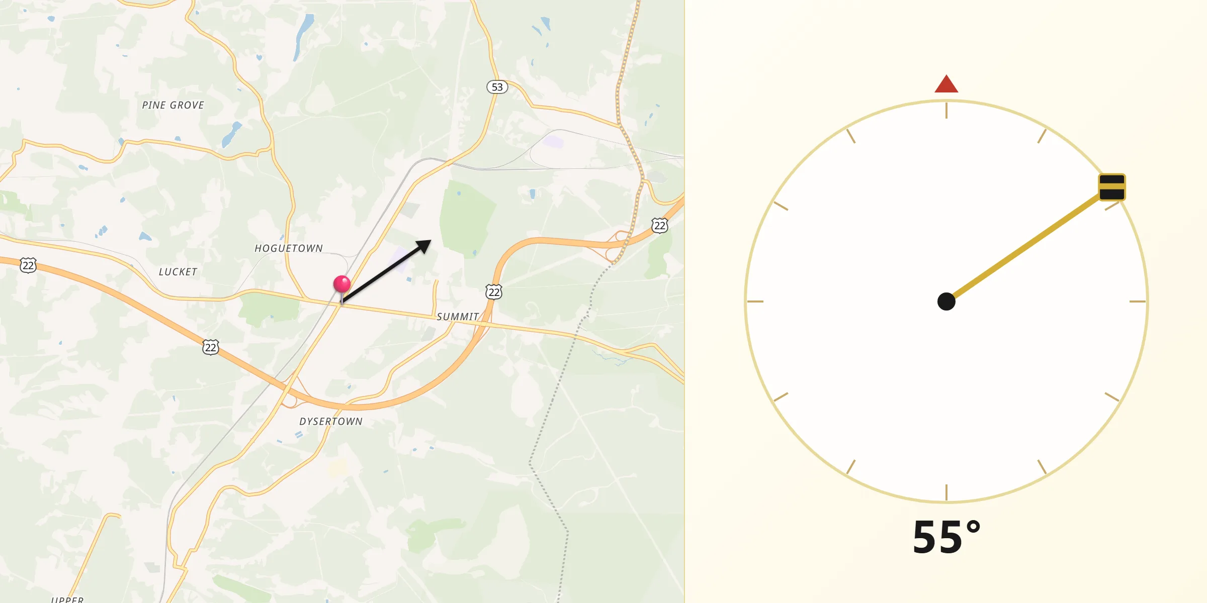Qibla Direction from Cresson