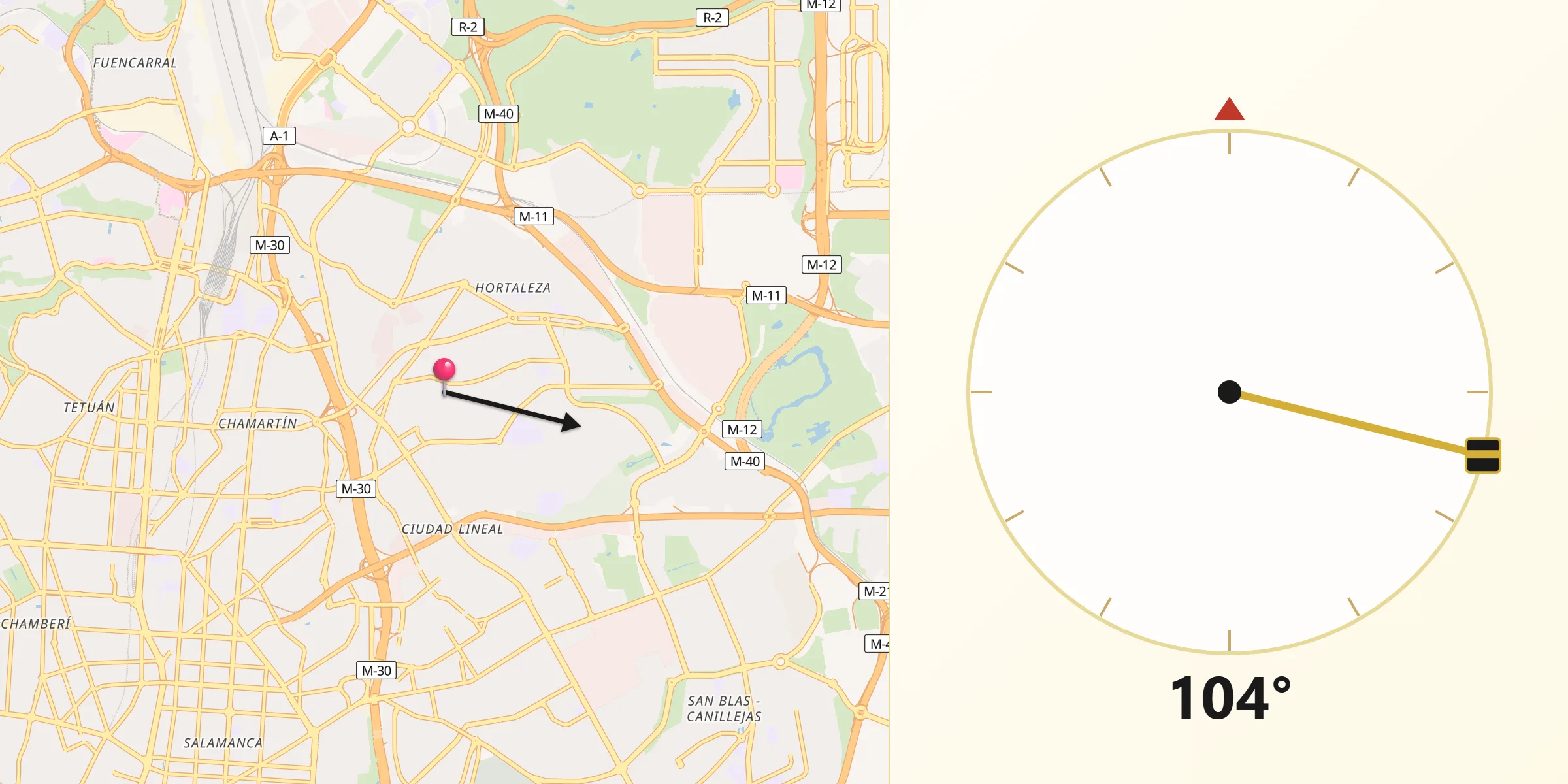 Dirección de la Qibla desde Madarcos