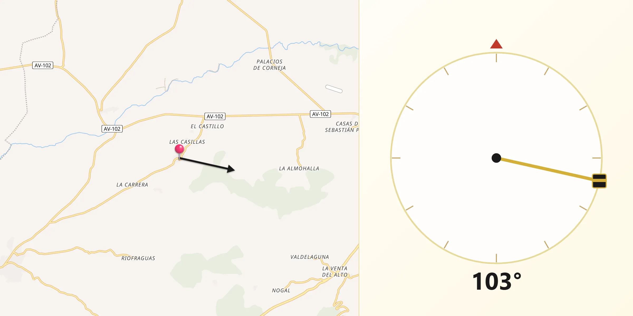 Dirección de la Qibla desde Hoyorredondo