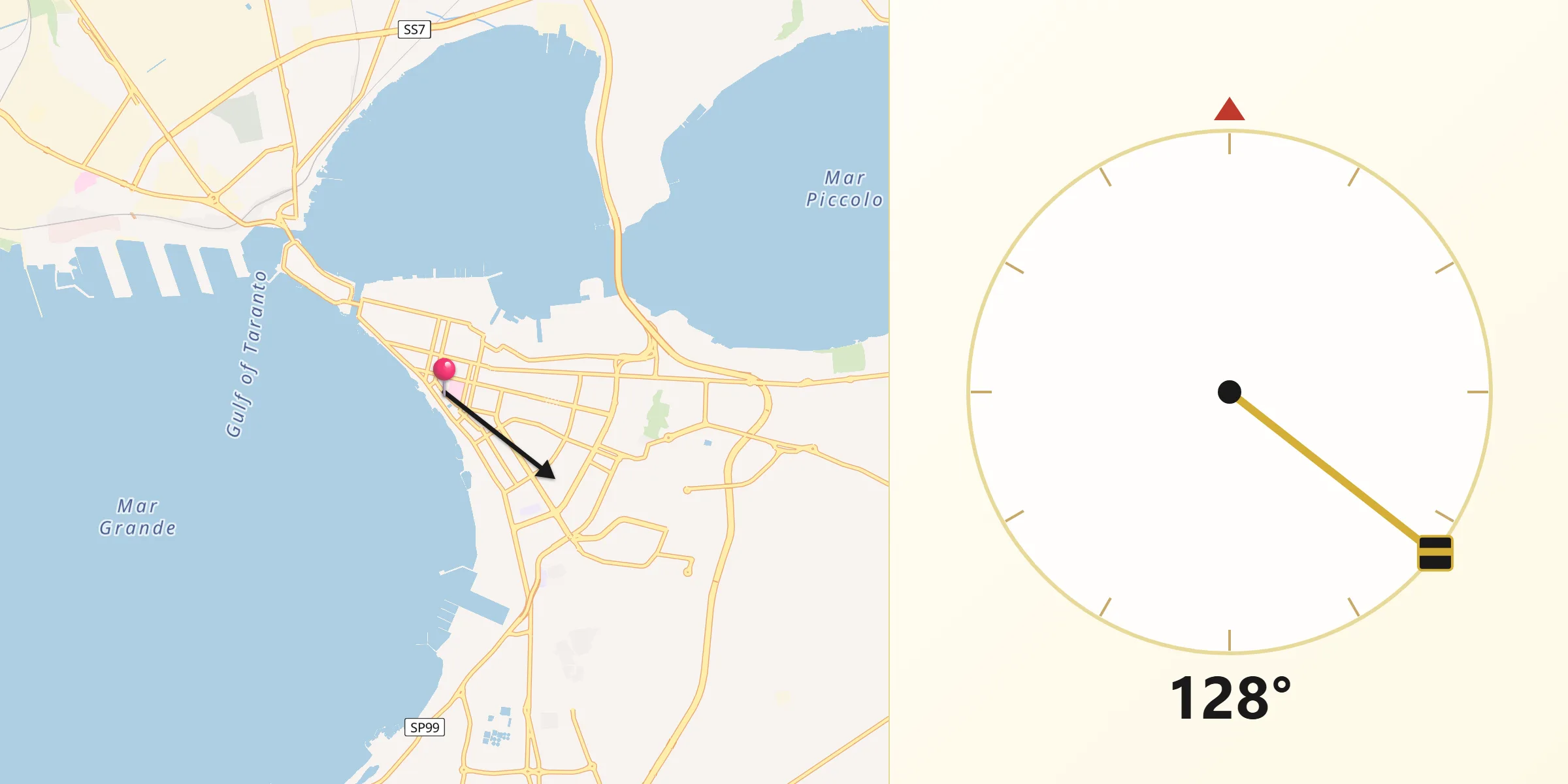 Direzione della Qibla da Taranto