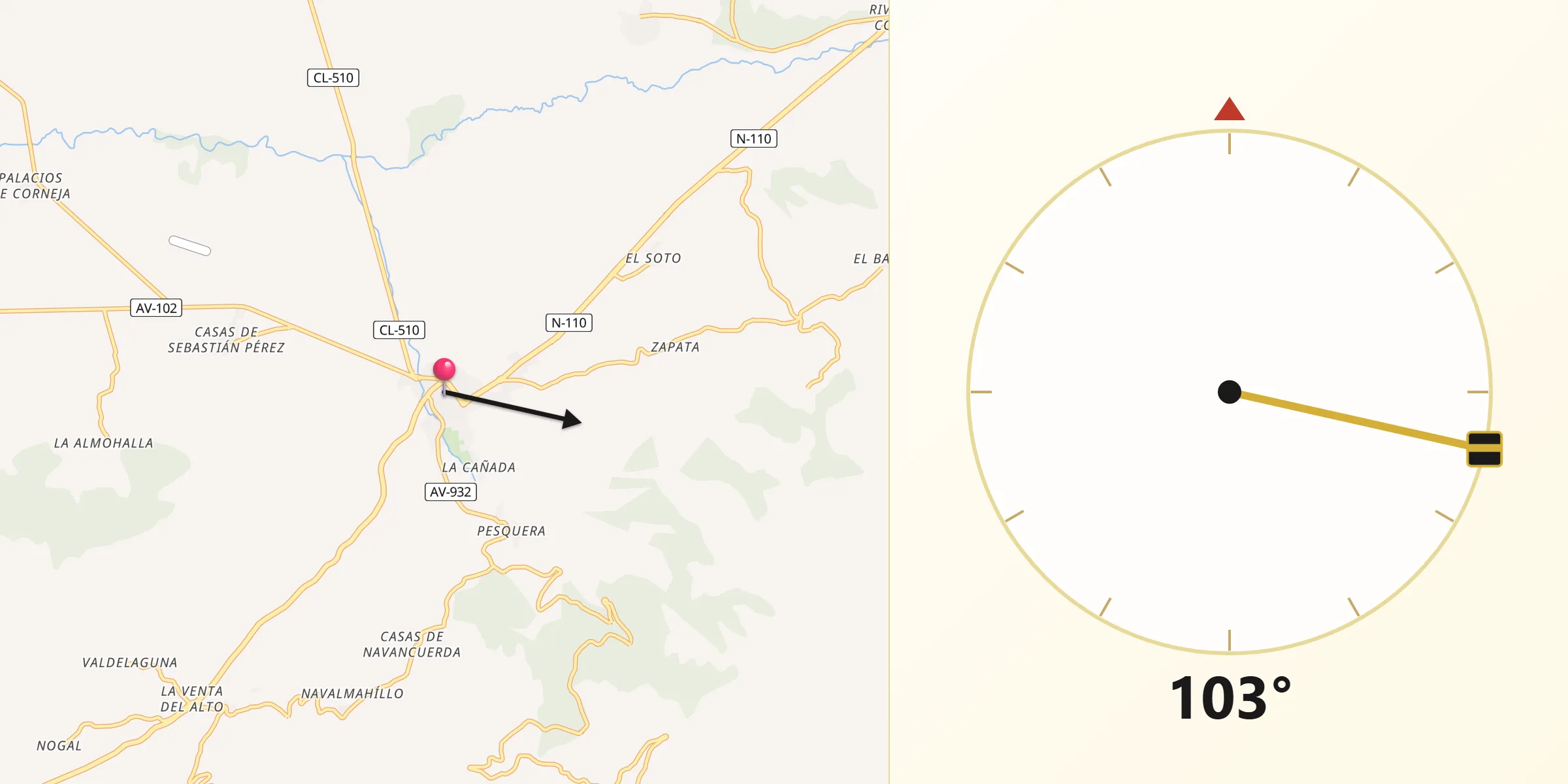 Dirección de la Qibla desde Piedrahíta