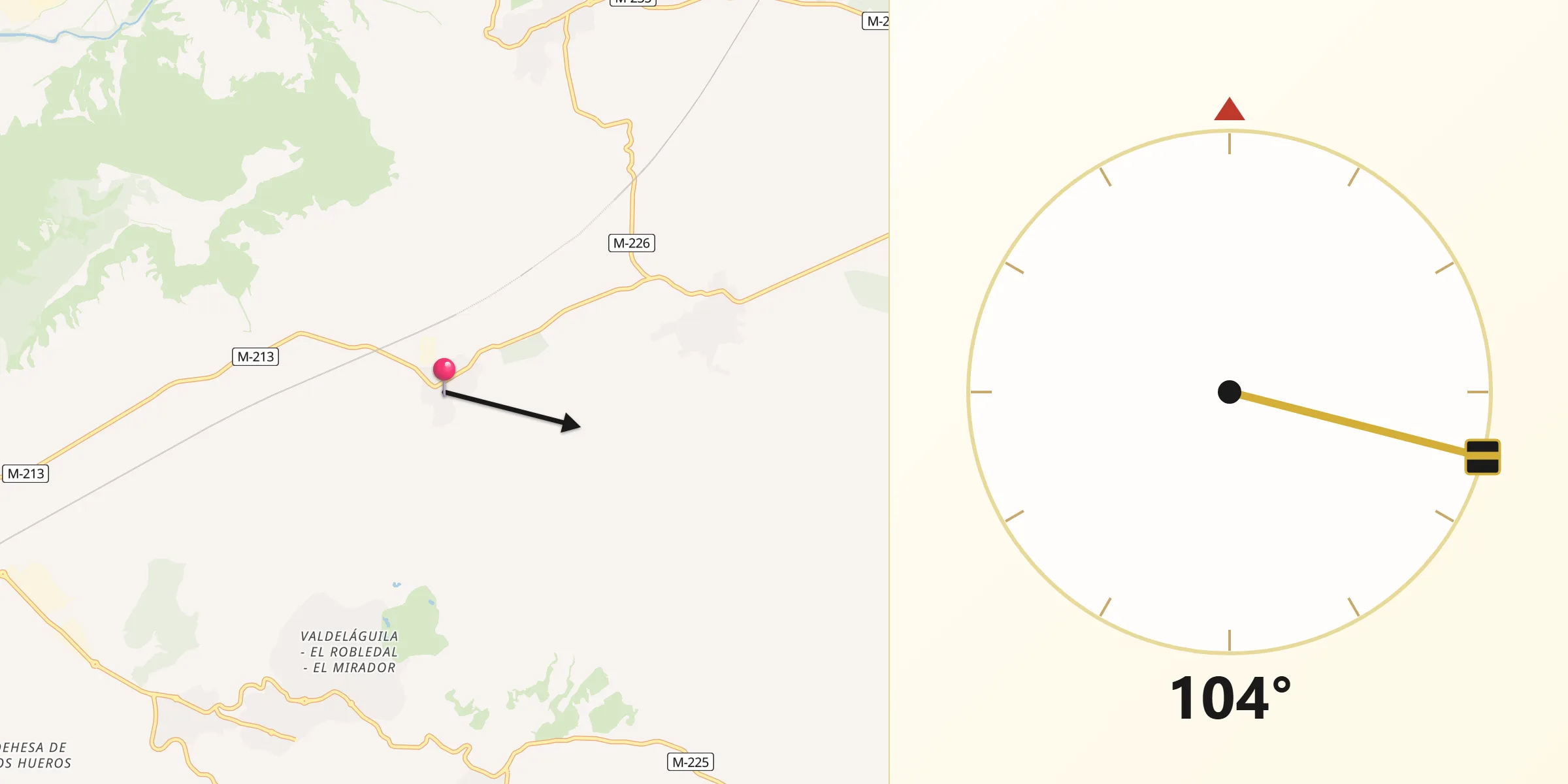 Dirección de la Qibla desde Anchuelo
