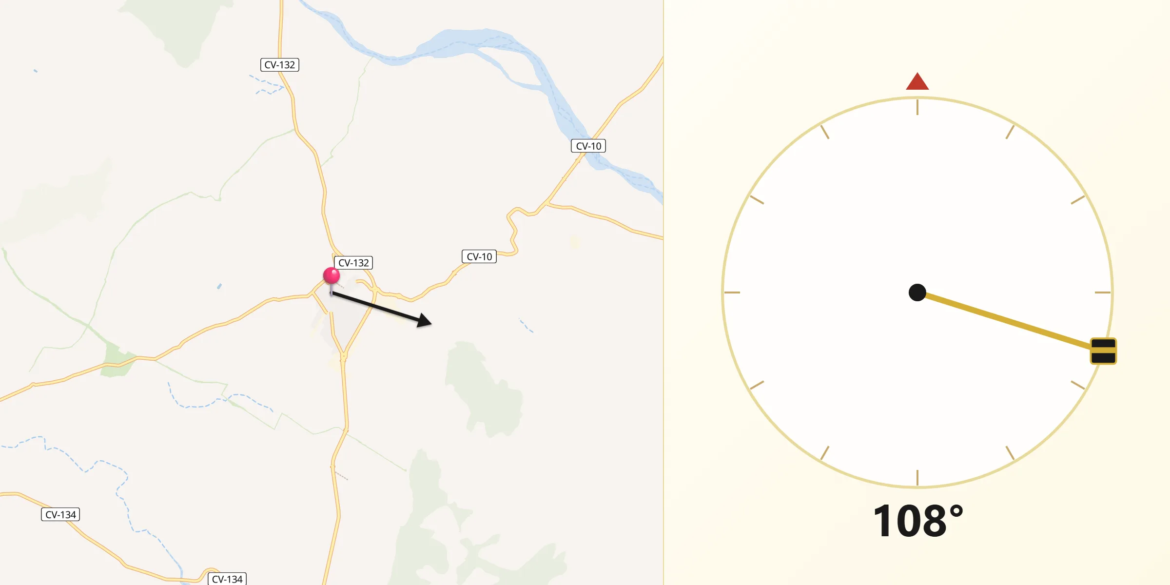 Dirección de la Qibla desde Sant Mateu
