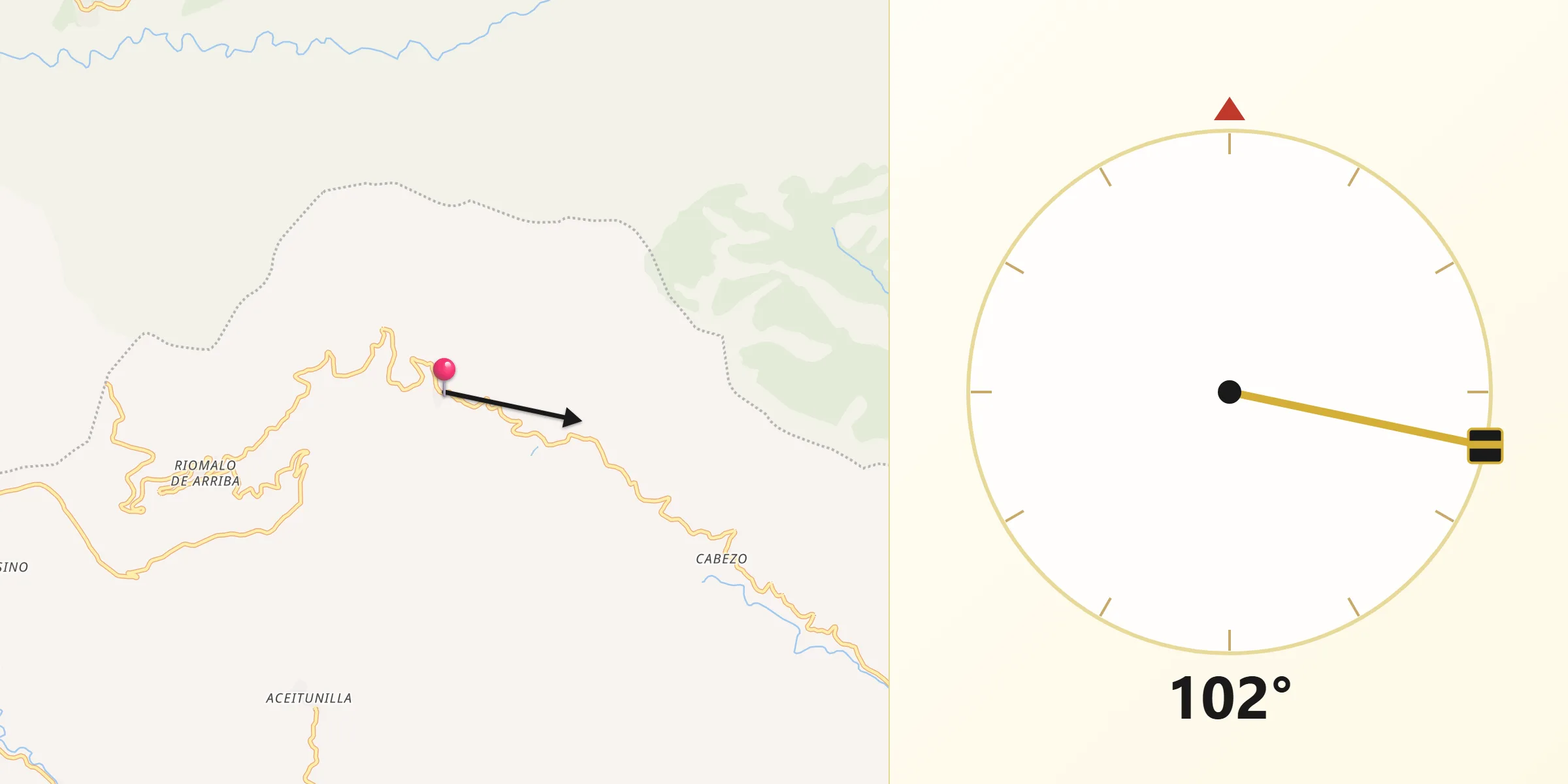 Dirección de la Qibla desde Ladrillar