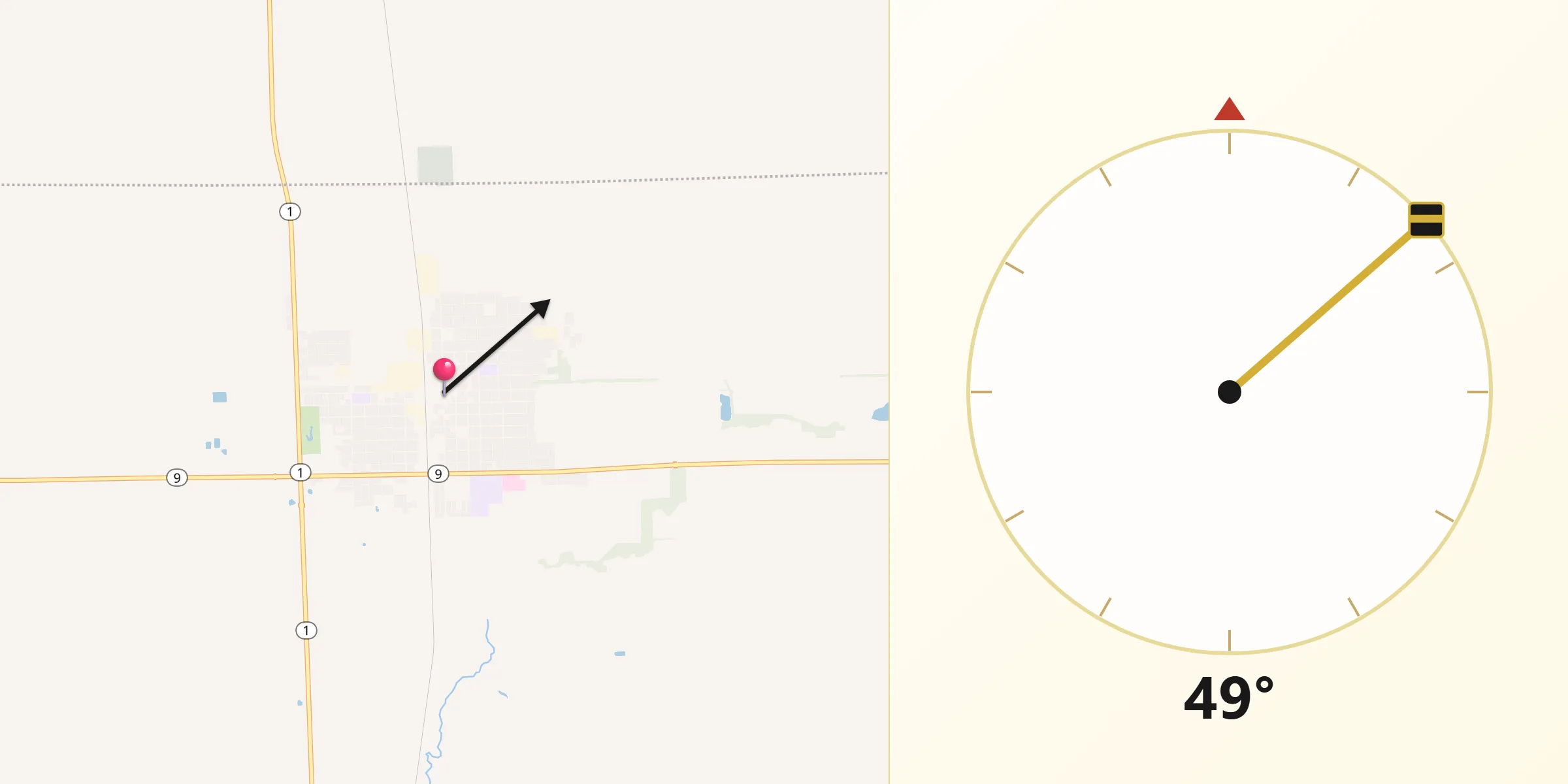 Qibla Direction from Hoopeston