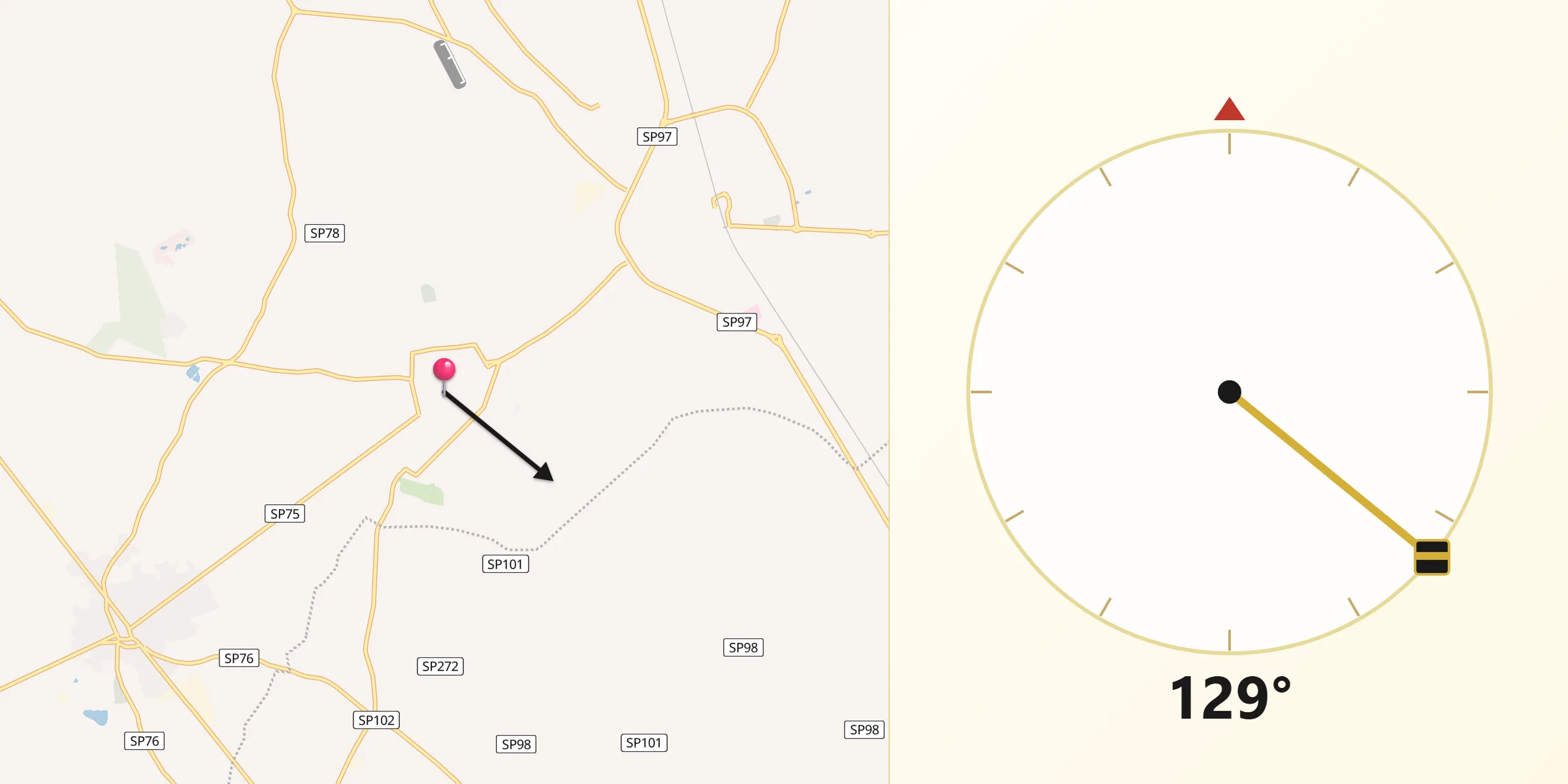 Direzione della Qibla da Cellino San Marco