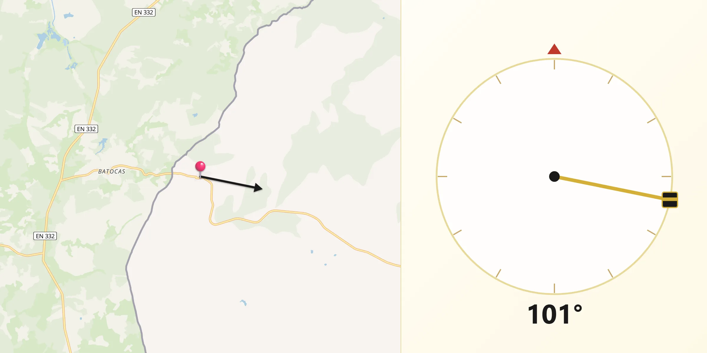 Dirección de la Qibla desde La Alamedilla