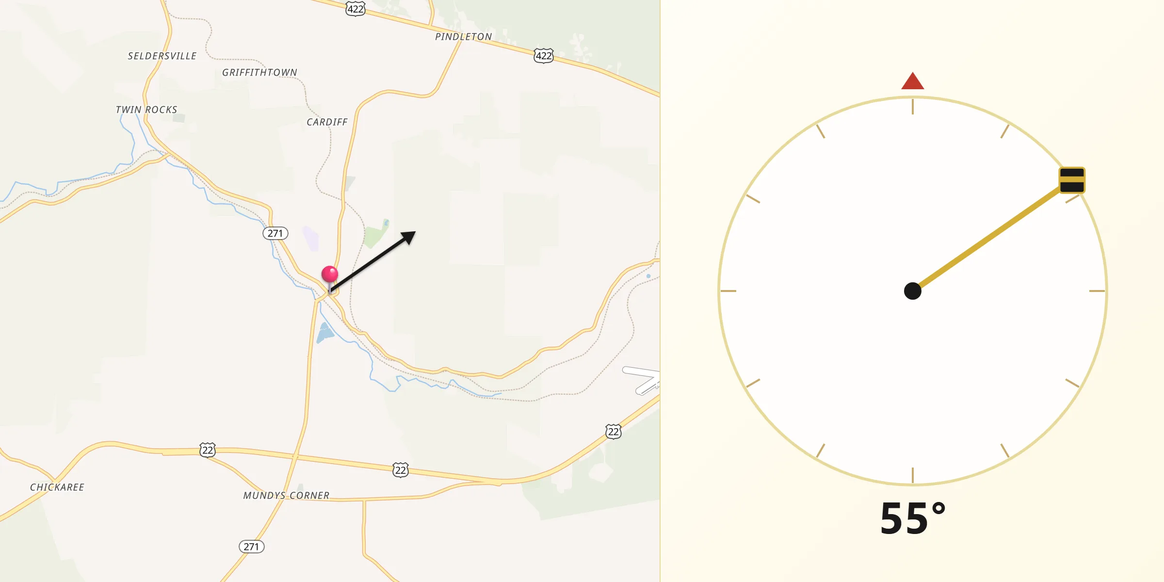Qibla Direction from Nanty Glo