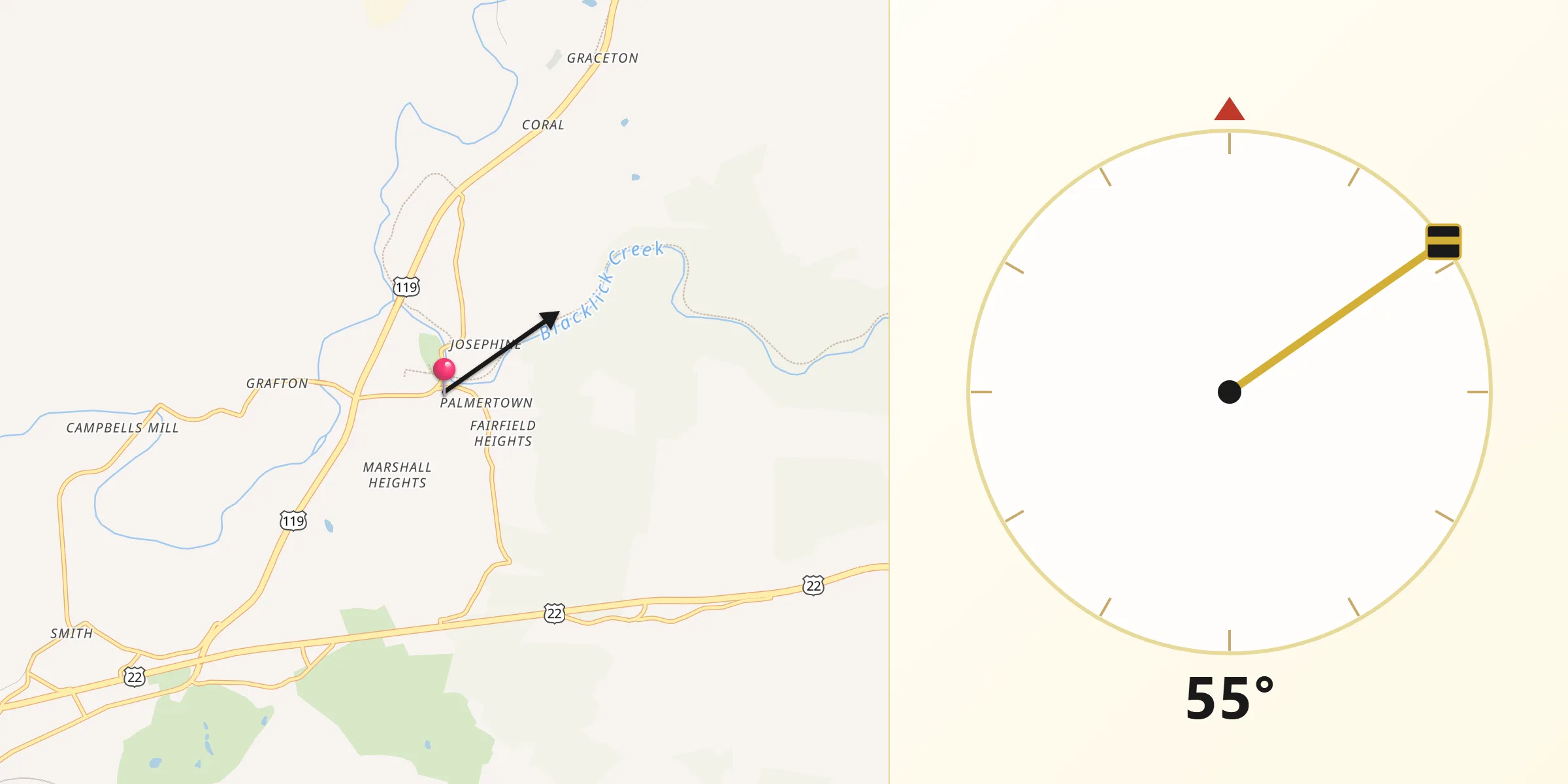 Qibla Direction from Black Lick