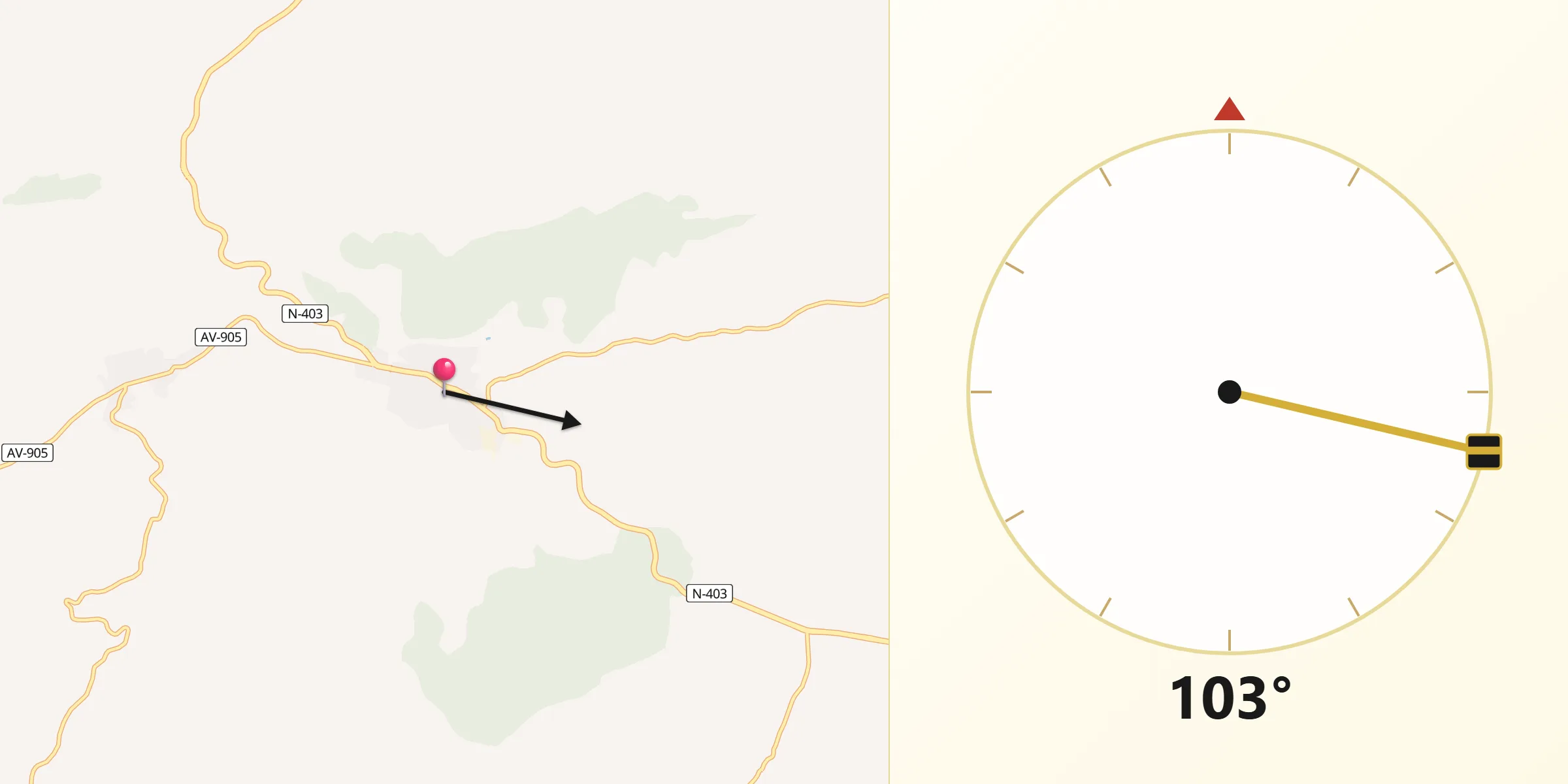 Dirección de la Qibla desde Barraco
