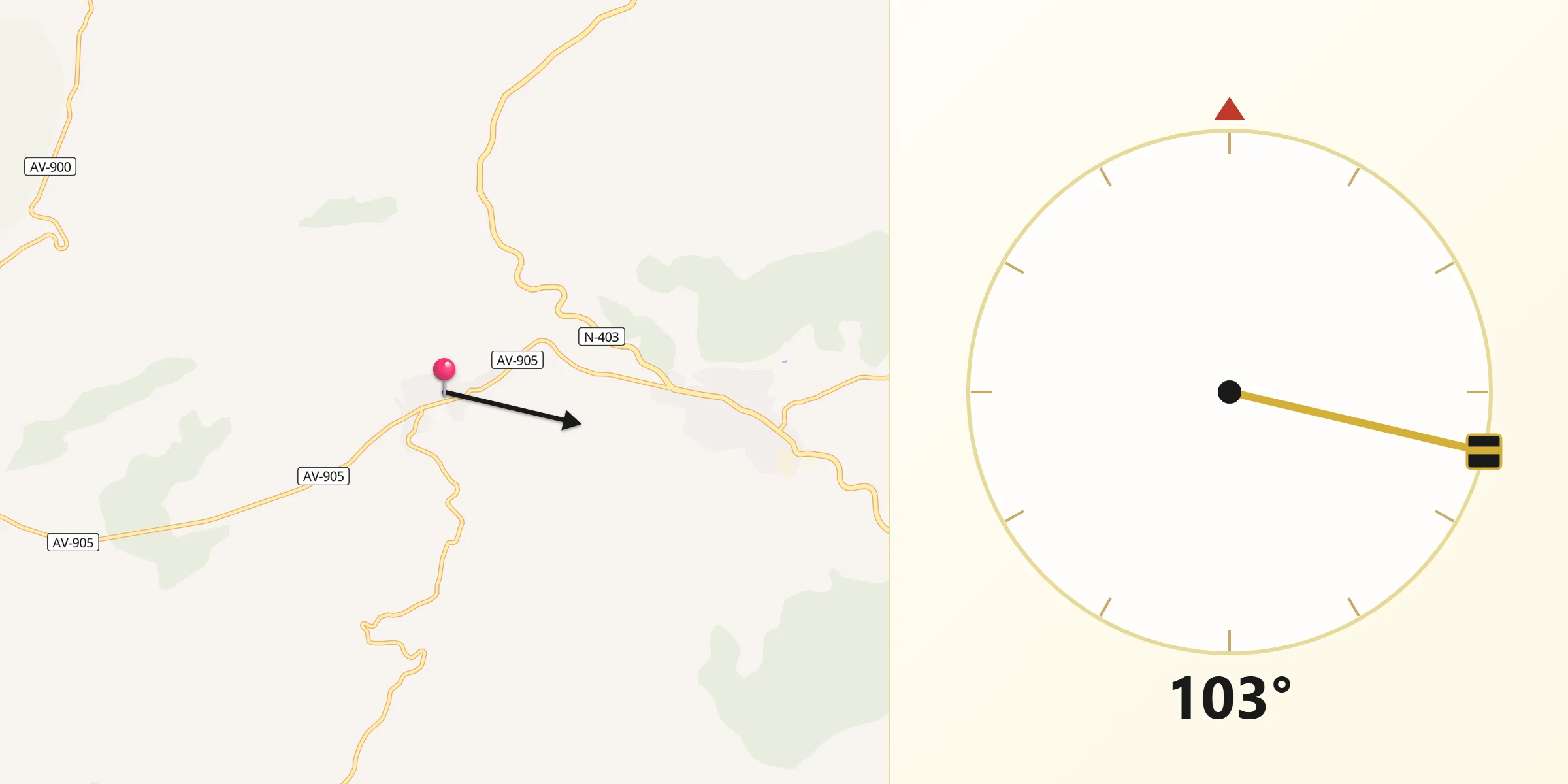 Dirección de la Qibla desde San Juan de la Nava
