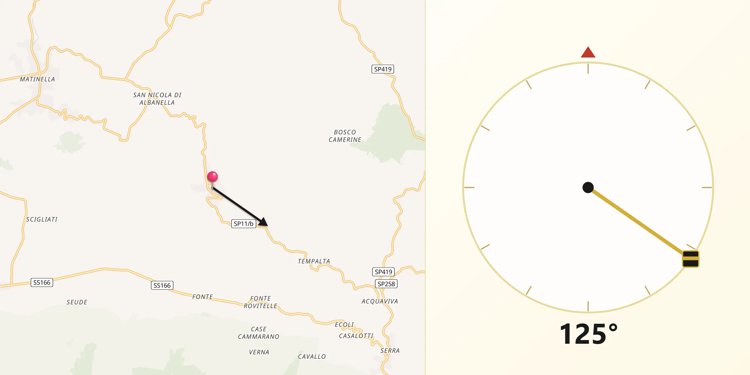 Direzione della Qibla da Albanella
